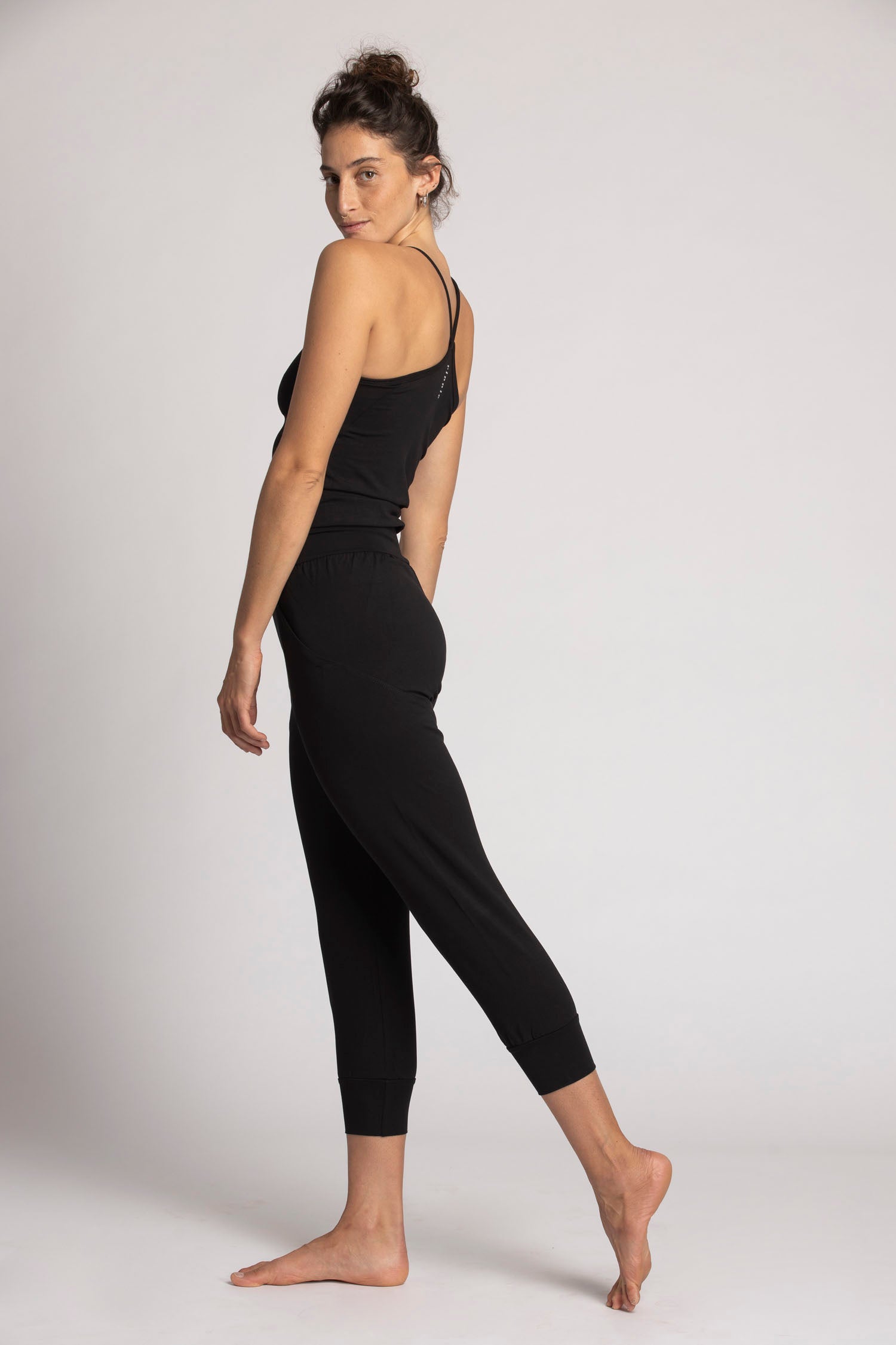 Organic Cotton Yoga Jumpsuit womens clothing Ripple Yoga Wear organic black S 
