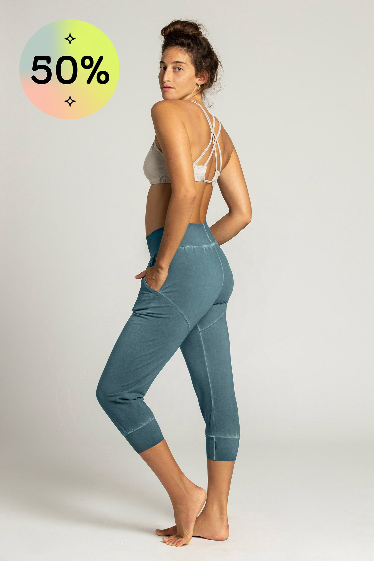 I'mPerfect Stonewash Slouchy Capri Pants 50%off