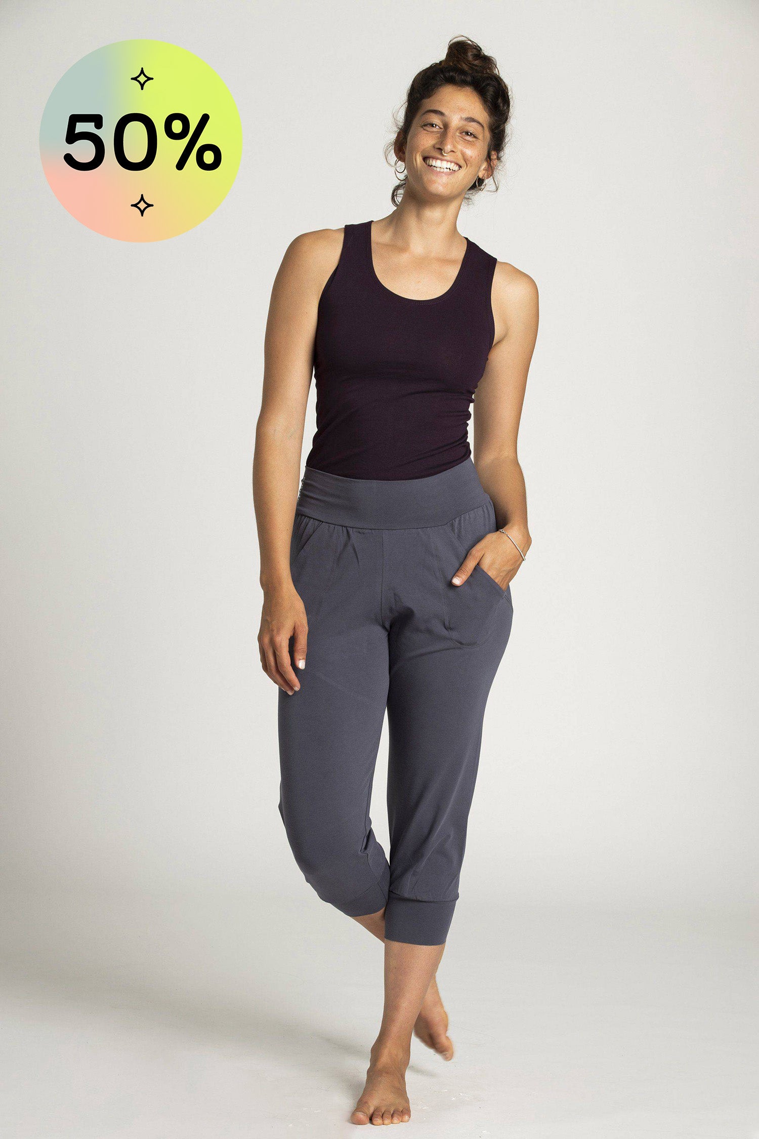 I'mPerfect Organic Cotton Slouchy Capri Pants 50%off