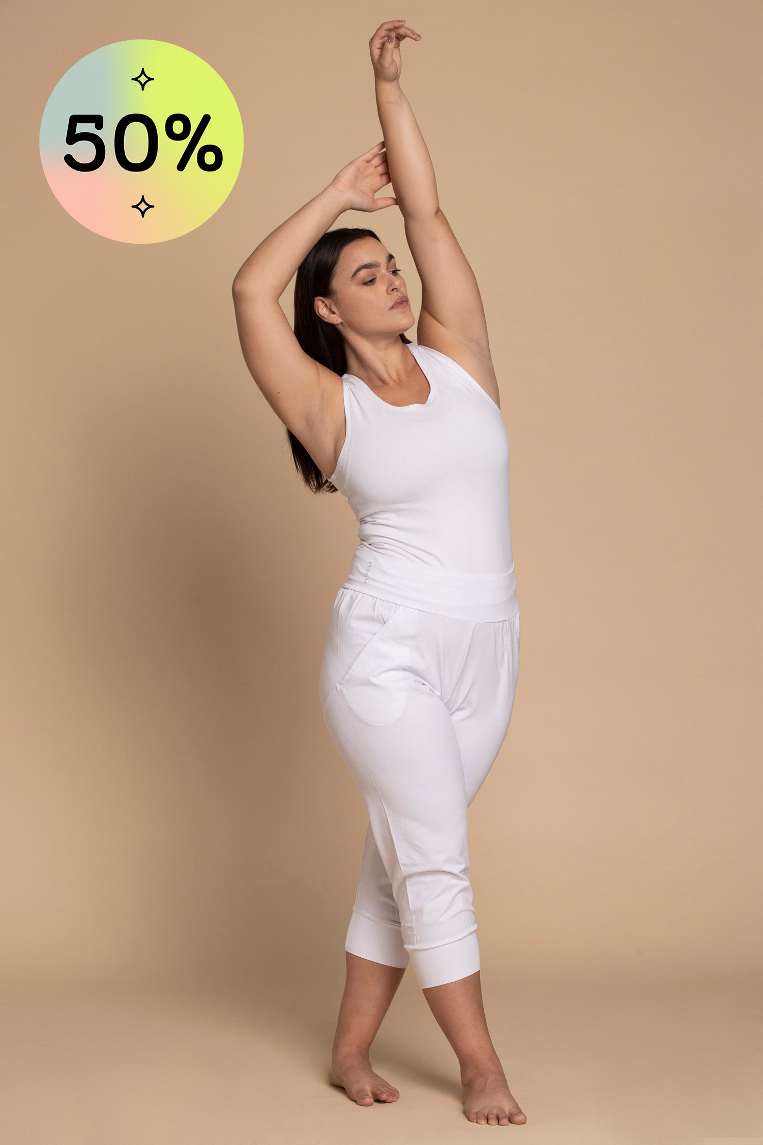 I'mPerfect Pure White Slouchy Capri Yoga Pants 50%off