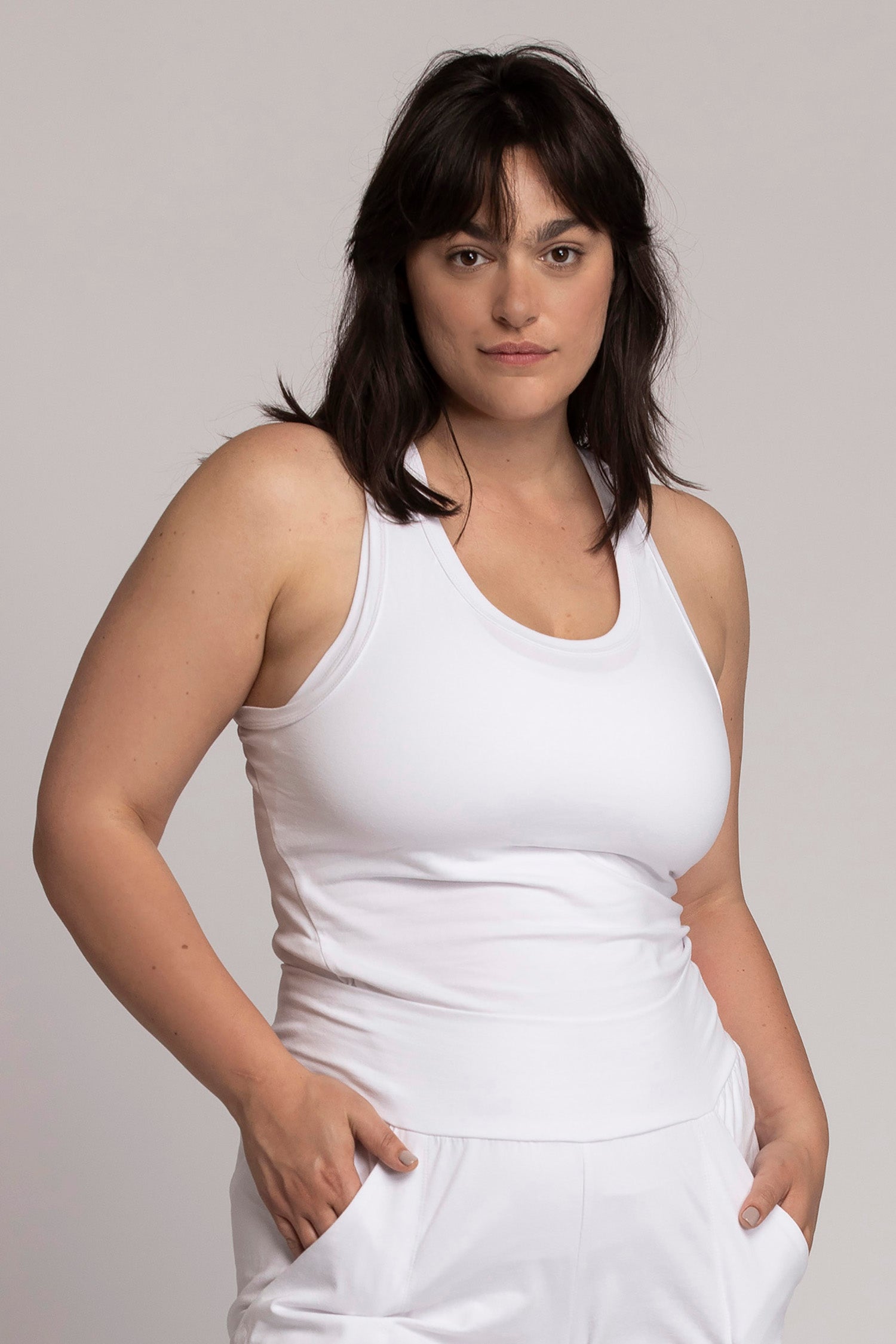 Organic Cotton Pure White Racer Tank Top