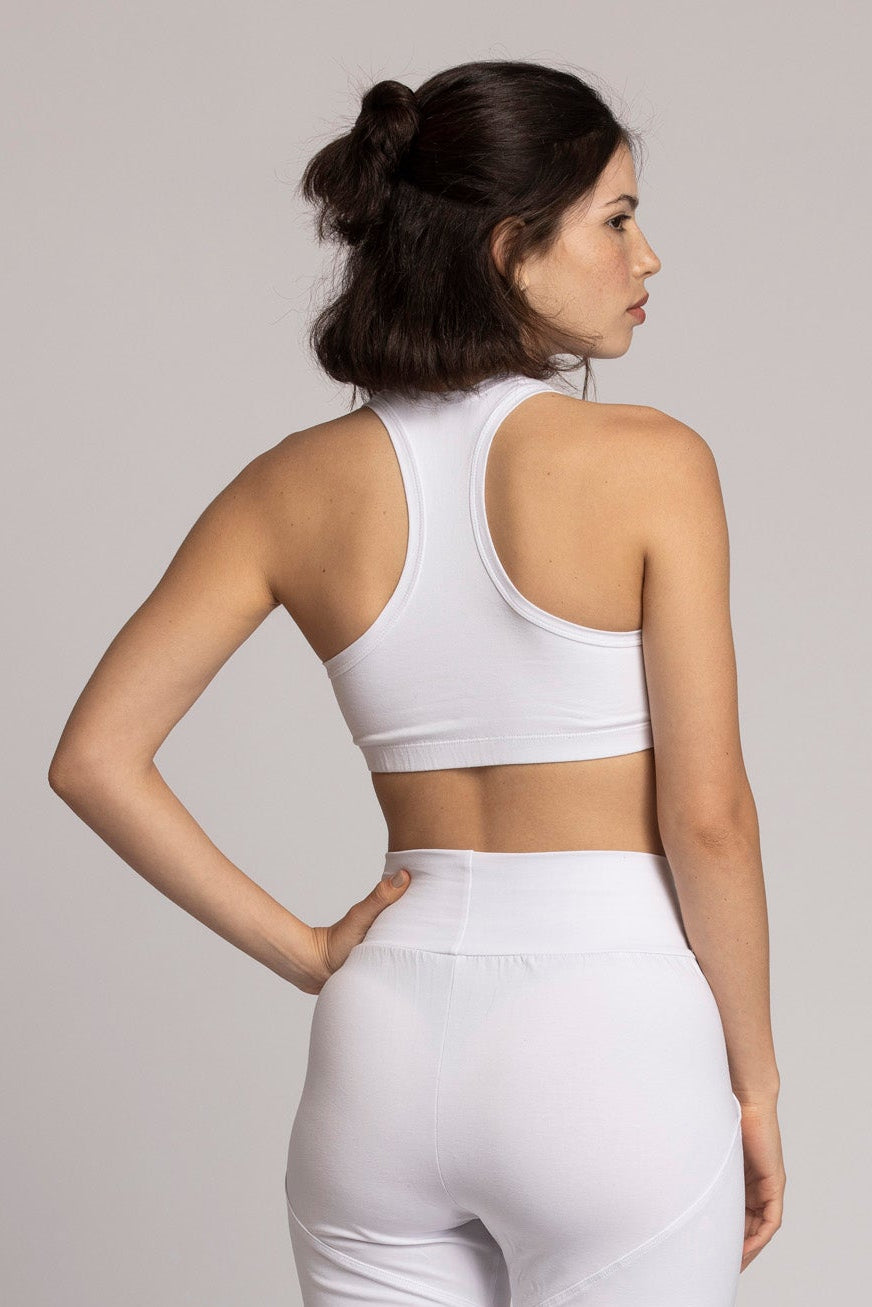 Organic Cotton Pure White Racer-Back Bra
