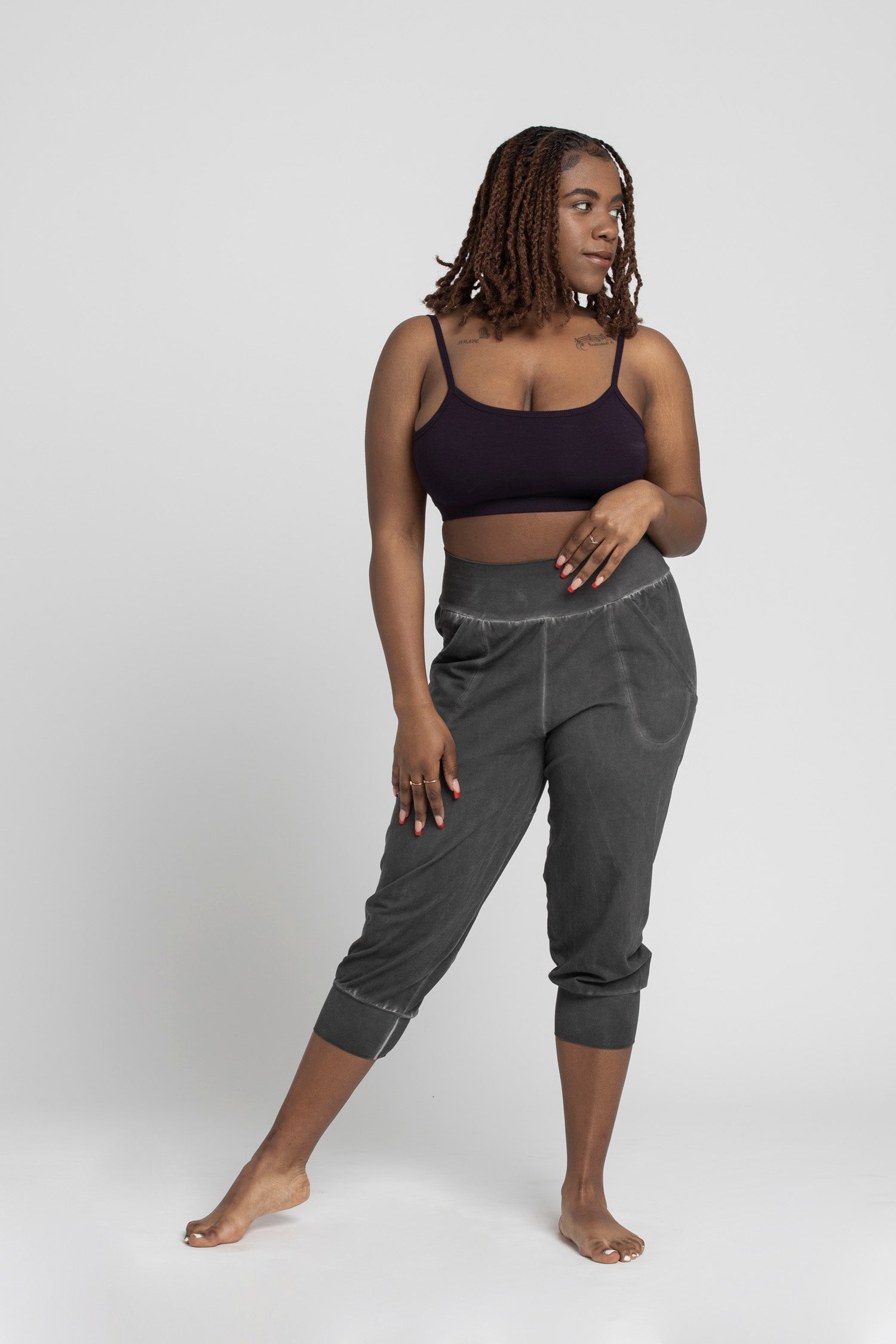 Stonewash Slouchy Capri Pants