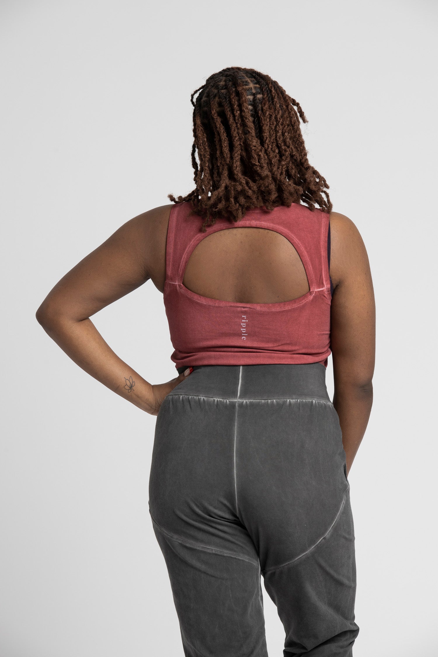 I'mPerfect Stonewash Half Moon Open Back Tank Top 35%off