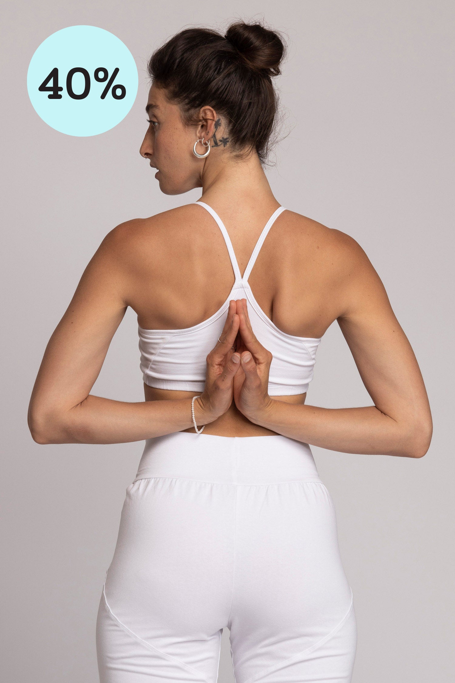 Strappy Criss Cross Yoga Tank Top with Built in Bra in White