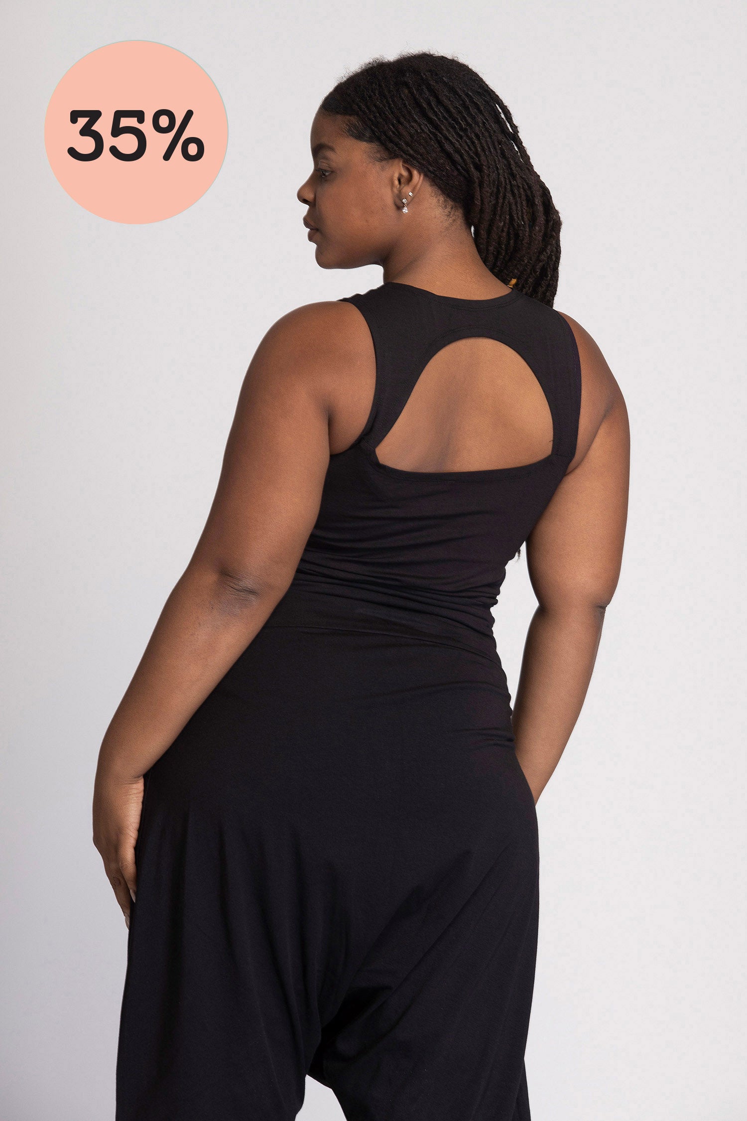 I'mPerfect Organic Cotton Half Moon Open Back Tank Top 35%off