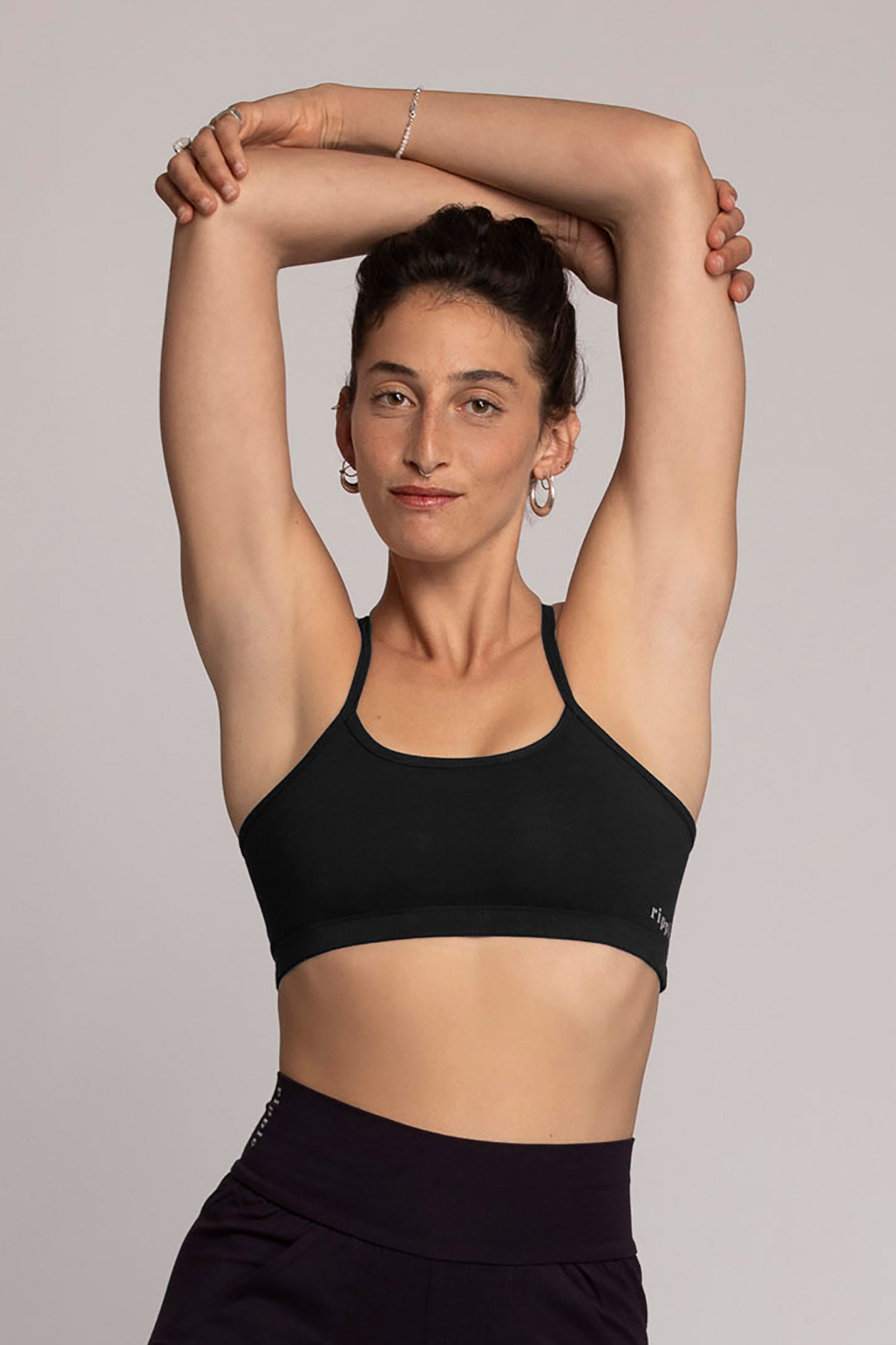 Criss-Cross Sports Bra in color Black by Chandra Yoga & Active Wear