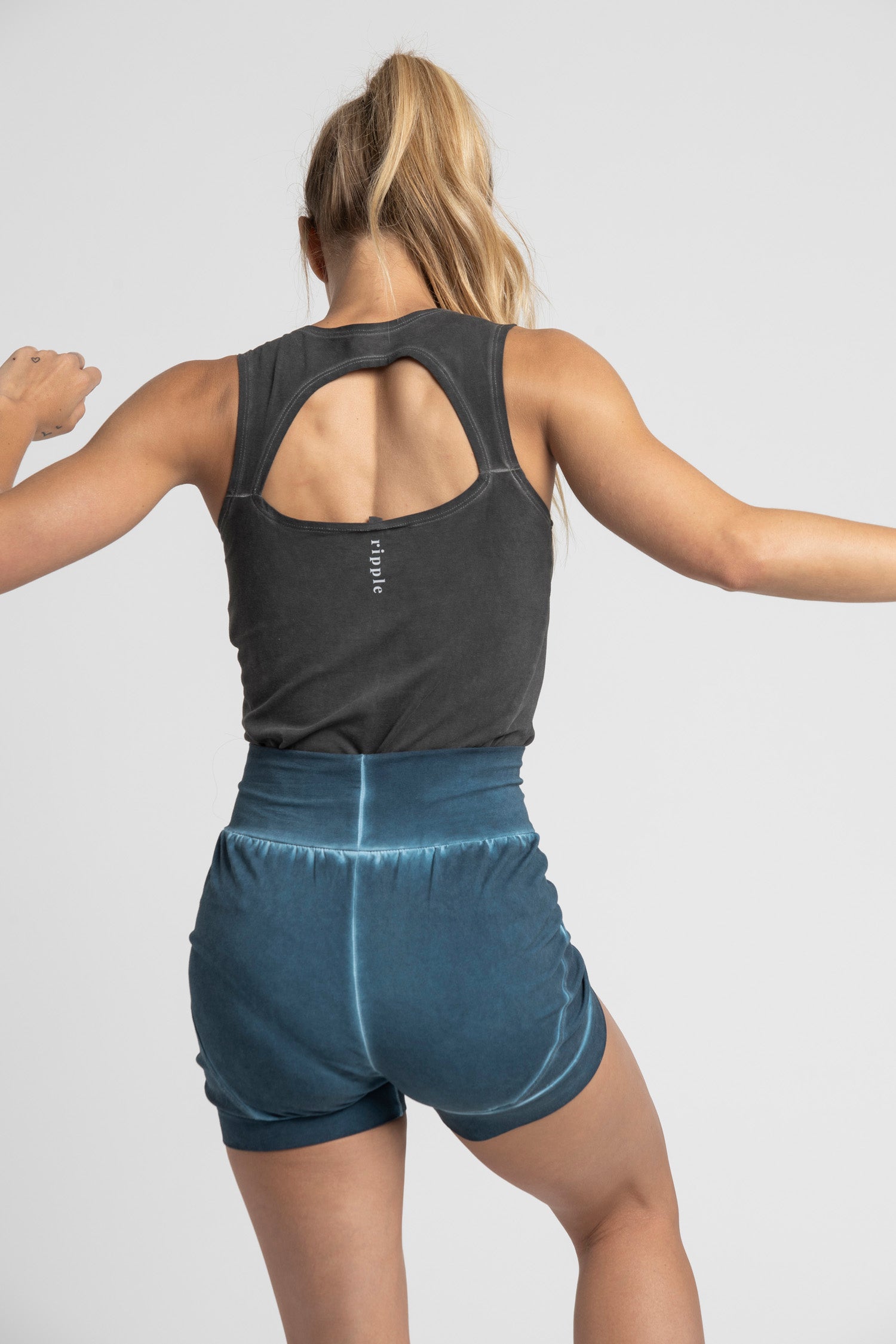 I'mPerfect Stonewash Half Moon Open Back Tank Top 35%off
