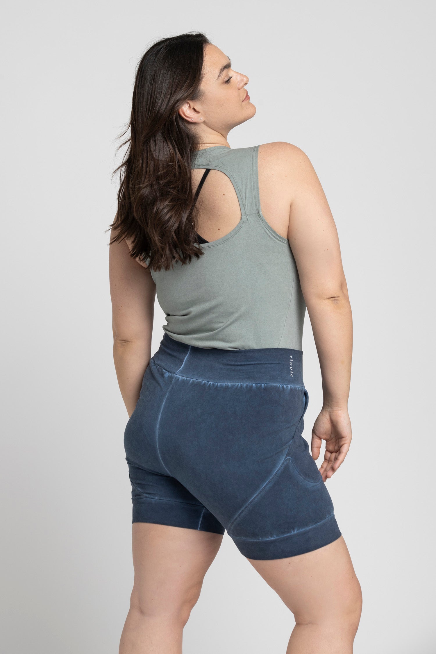 Stonewash Half Moon Open Back Tank Top