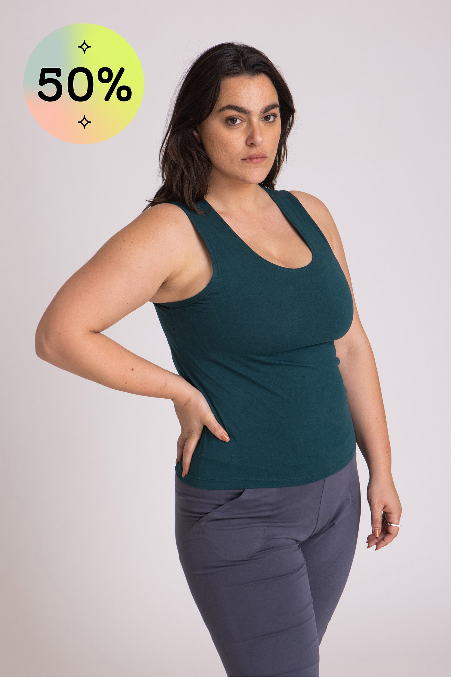 I'mPerfect Organic Cotton Half Moon Open Back Tank Top 50%off