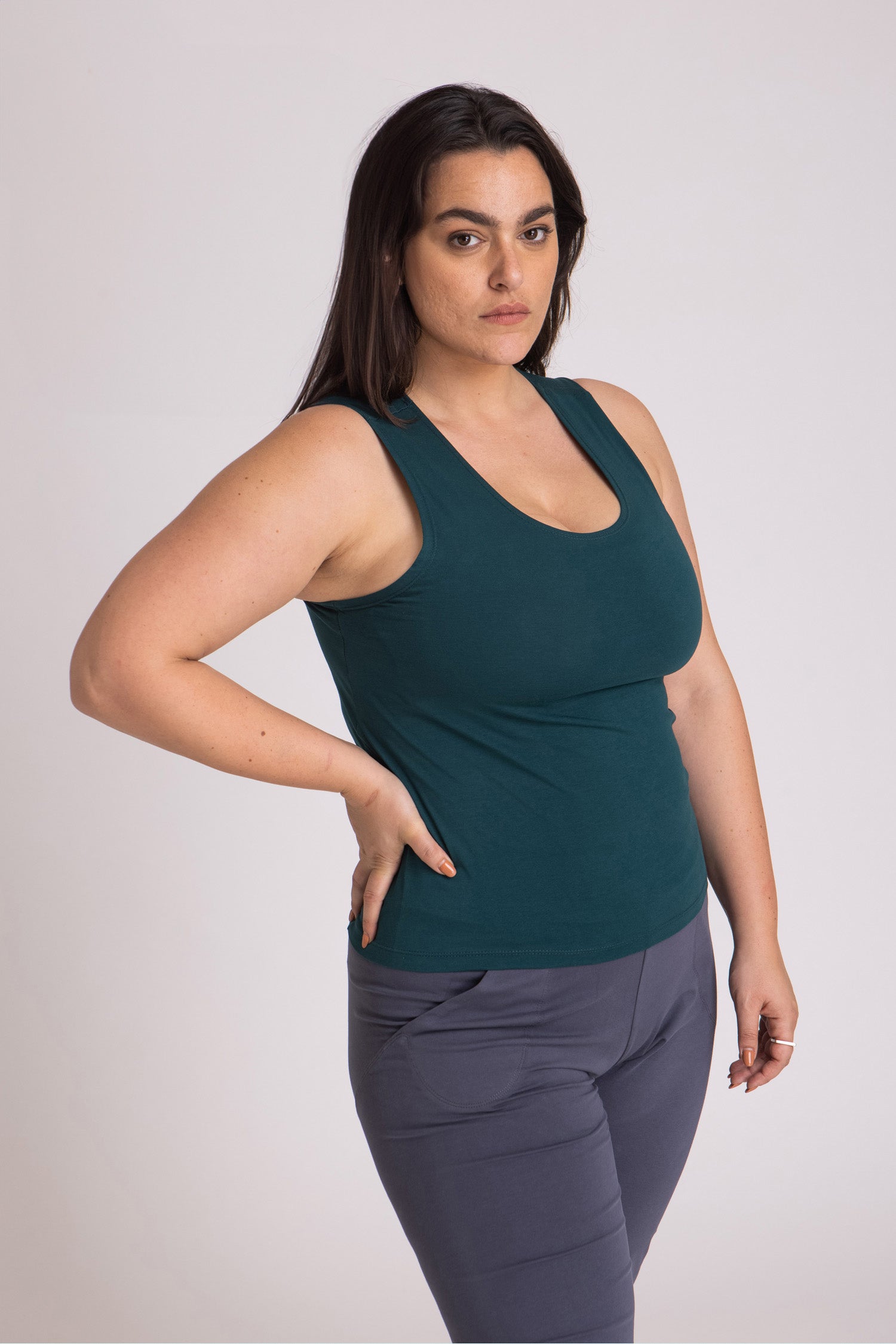 I'mPerfect Organic Cotton Half Moon Open Back Tank Top 50%off