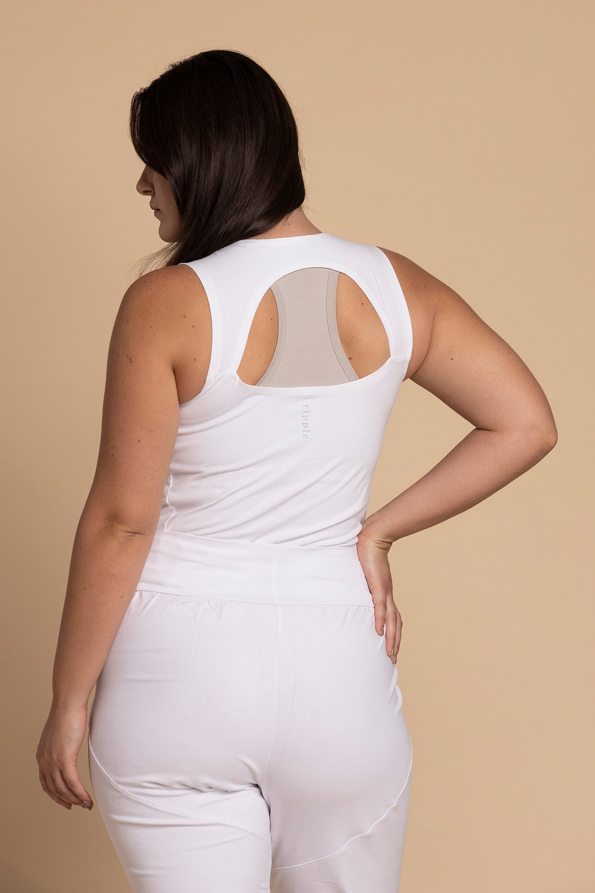 Pure White Half Moon Open Back Tank Top