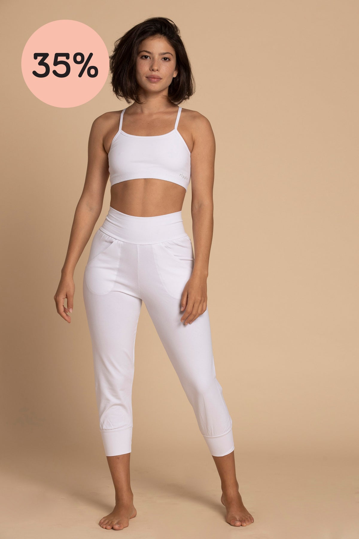 I&#39;mPerfect Pure White Slouchy Capri Yoga Pants 35%off
