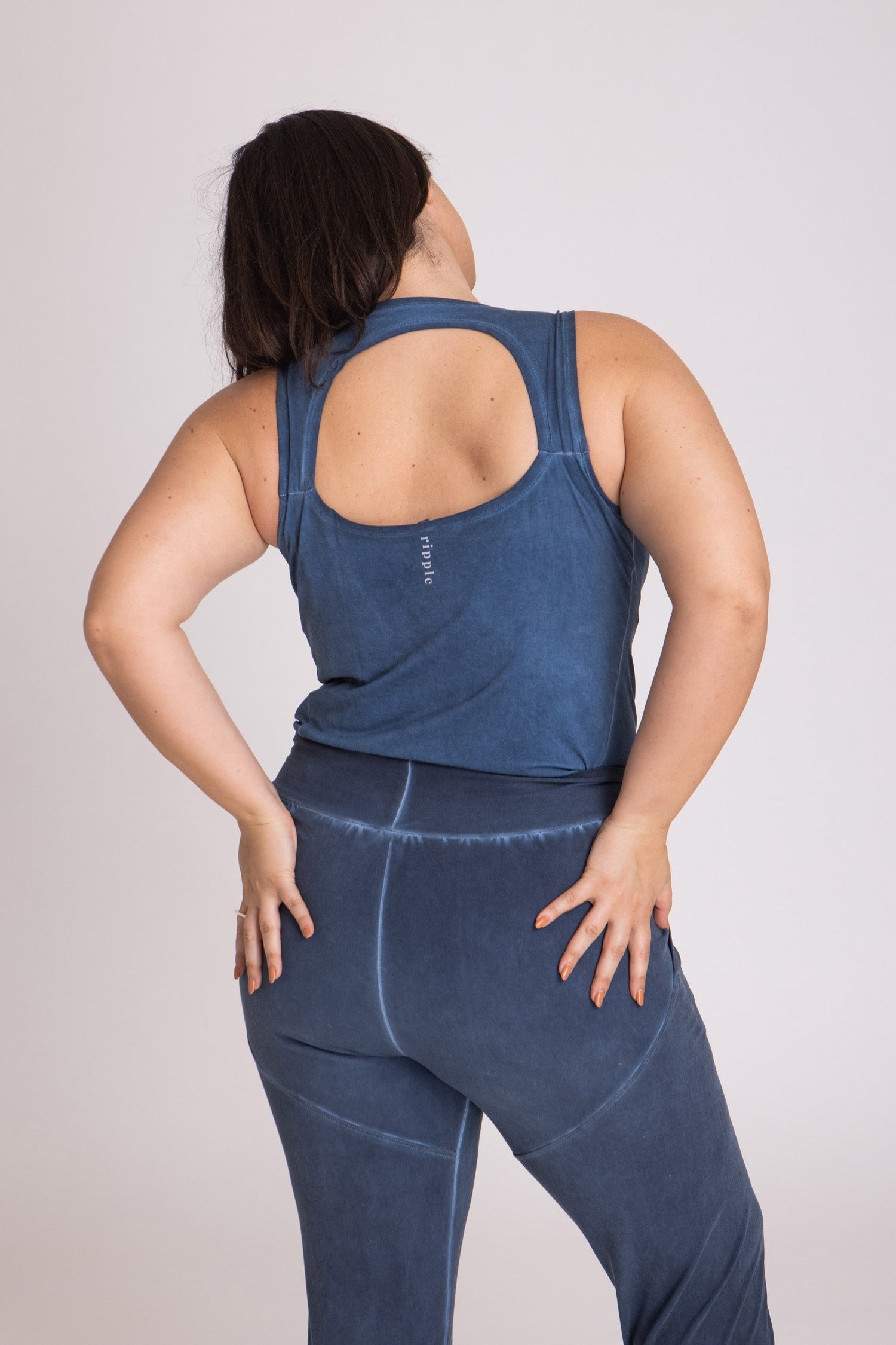 I'mPerfect Stonewash Half Moon Open Back Tank Top 35%off