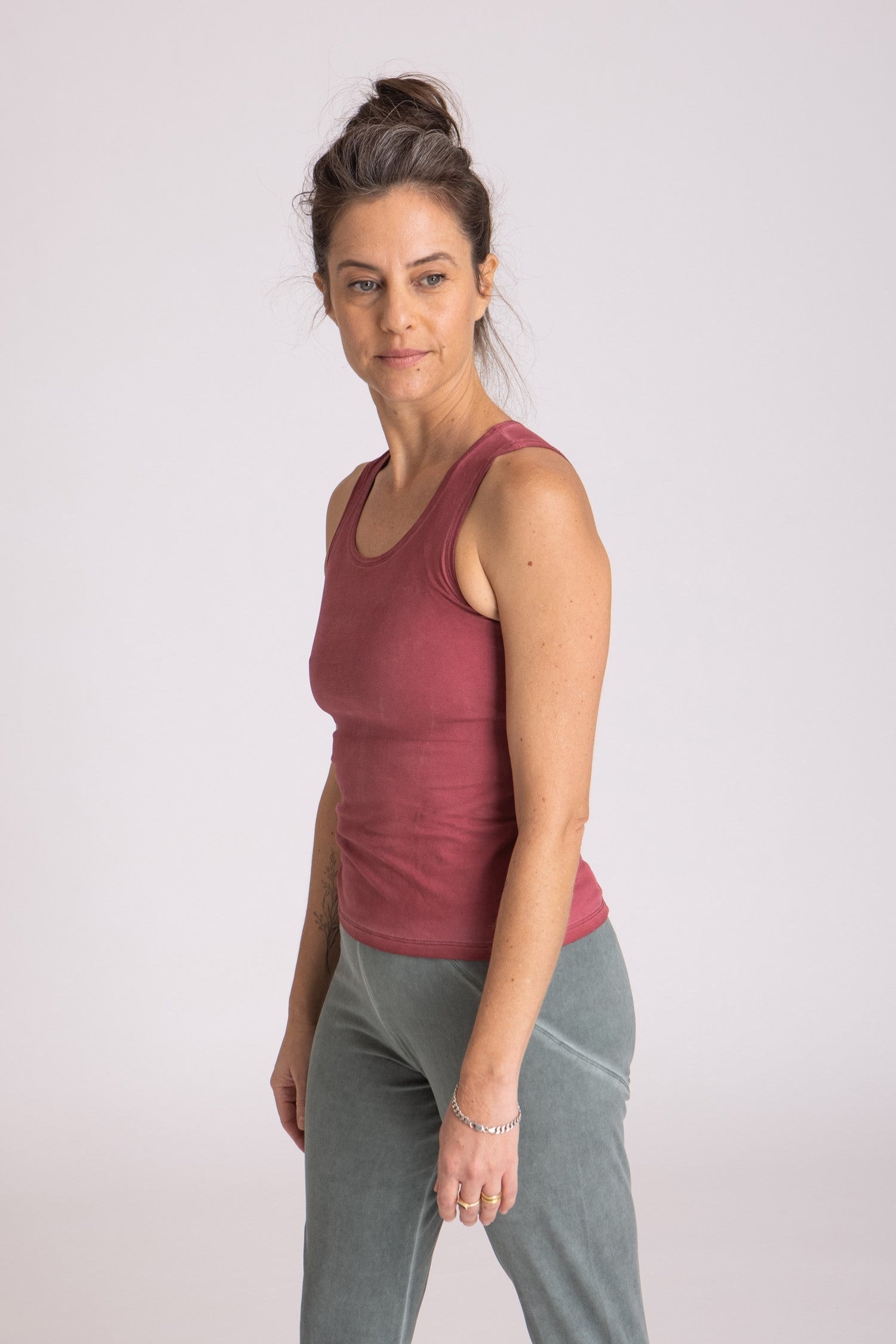 I'mPerfect Stonewash Half Moon Open Back Tank Top 35%off