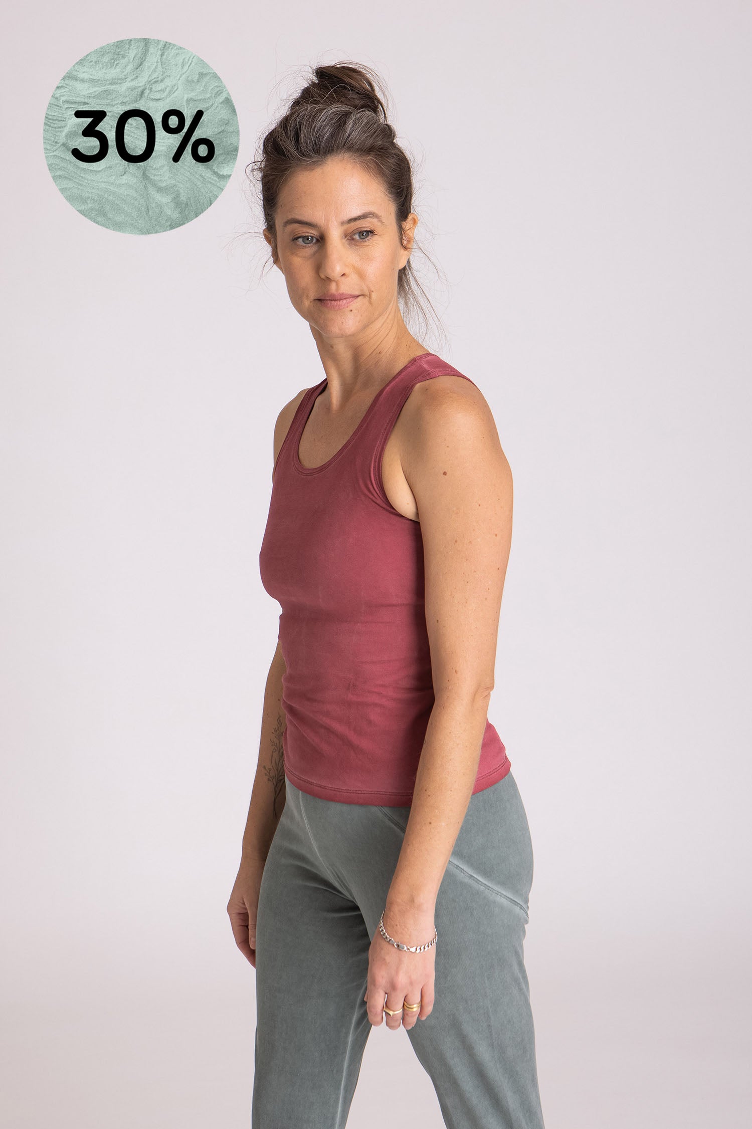 Stonewash Half Moon Open Back Tank Top