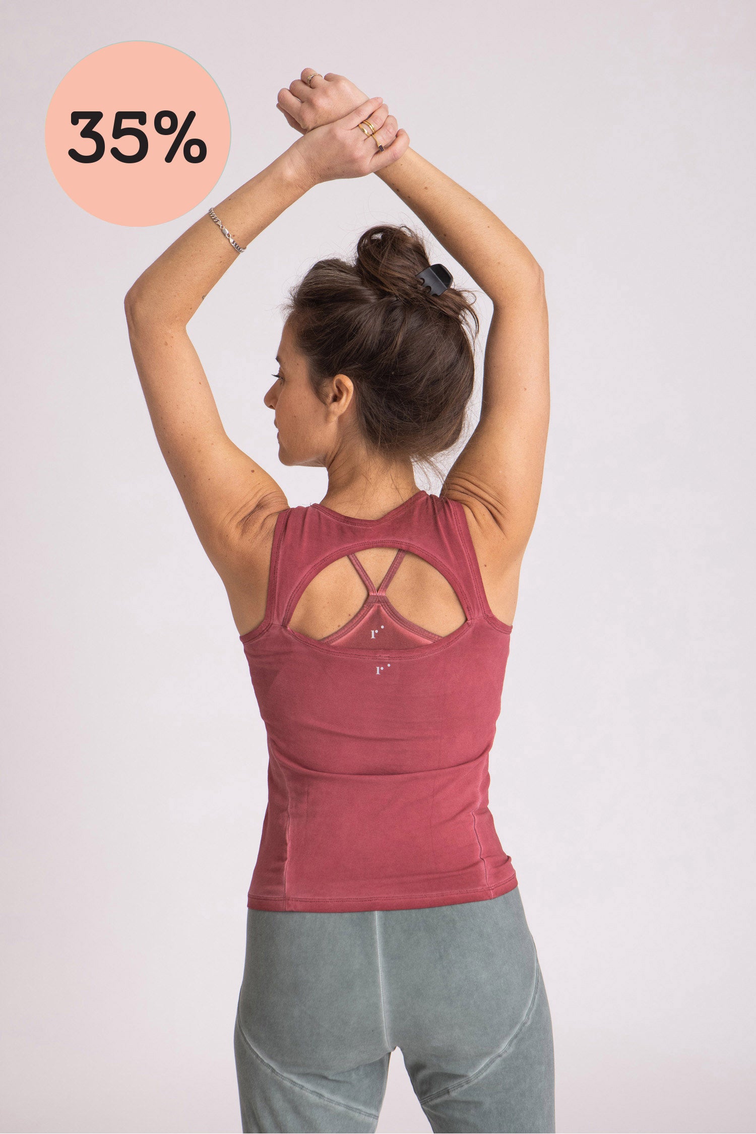 I'mPerfect Stonewash Half Moon Open Back Tank Top 35%off