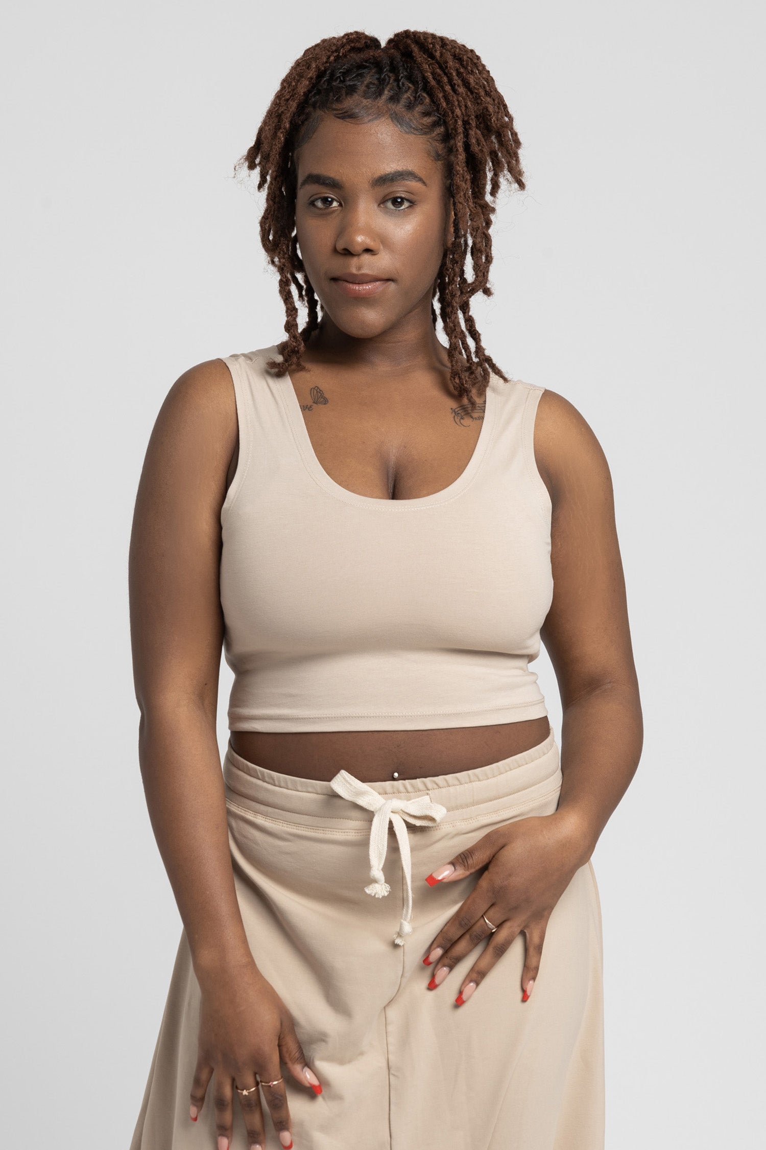 V Back Cropped Tank Top