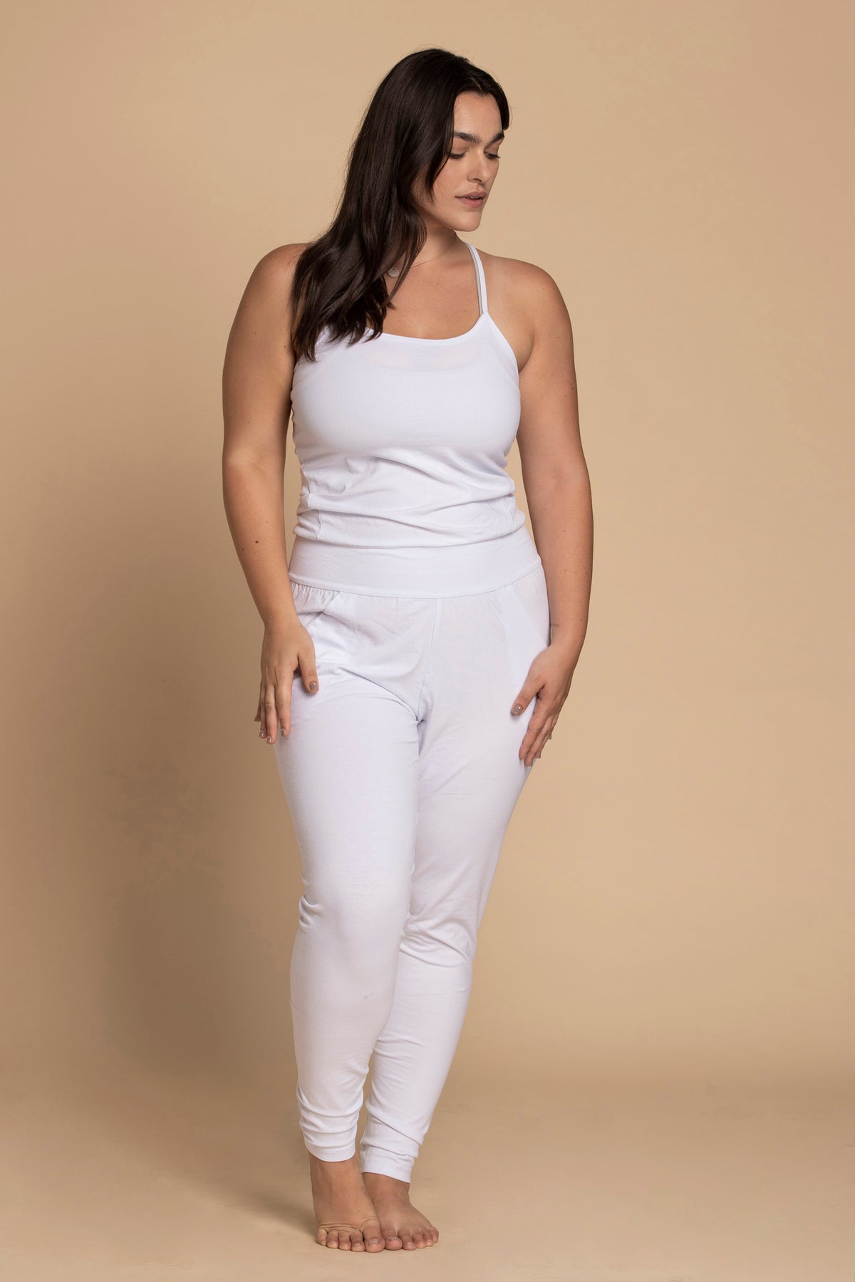 I&#39;mPerfect Pure White Long Yoga Jumpsuit 50%off