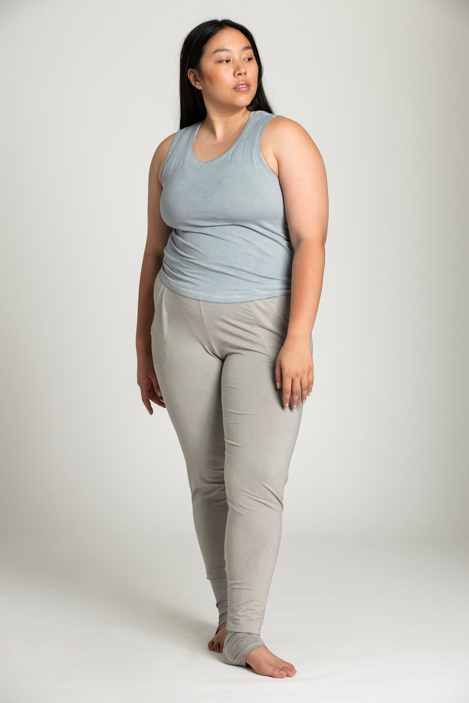 Stonewash Half Moon Open Back Tank Top