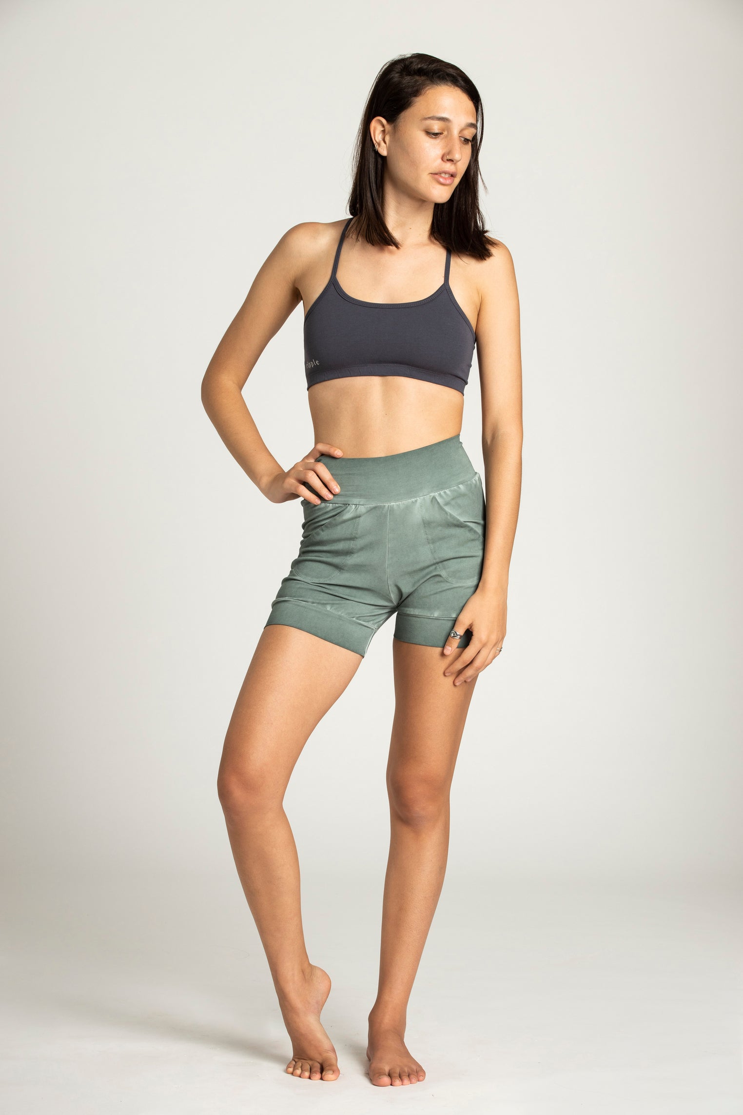 Stonewash Slouchy Yoga Shorts