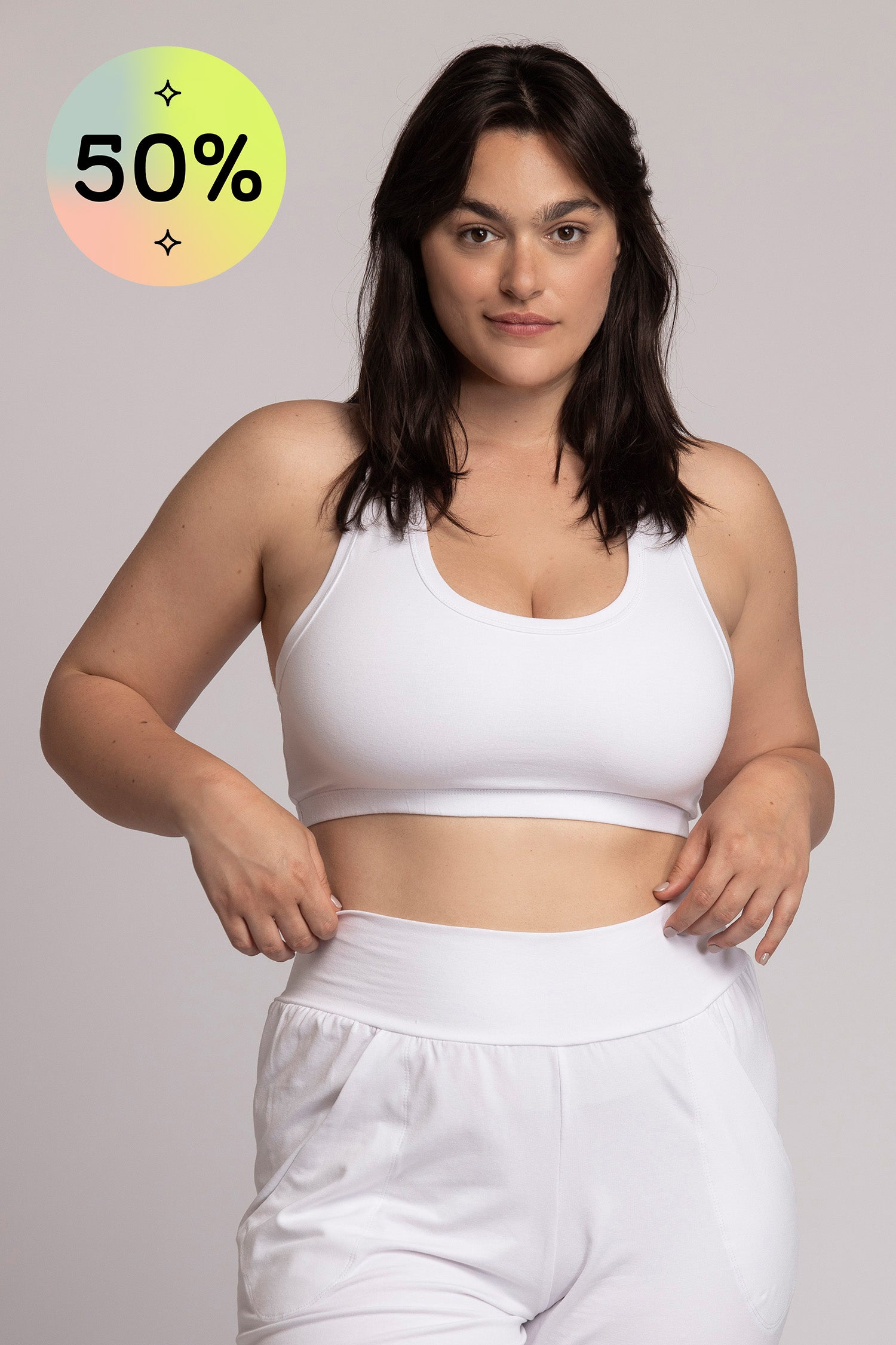 I'mPerfect Organic Cotton Pure White Racer-Back Bra 50%off