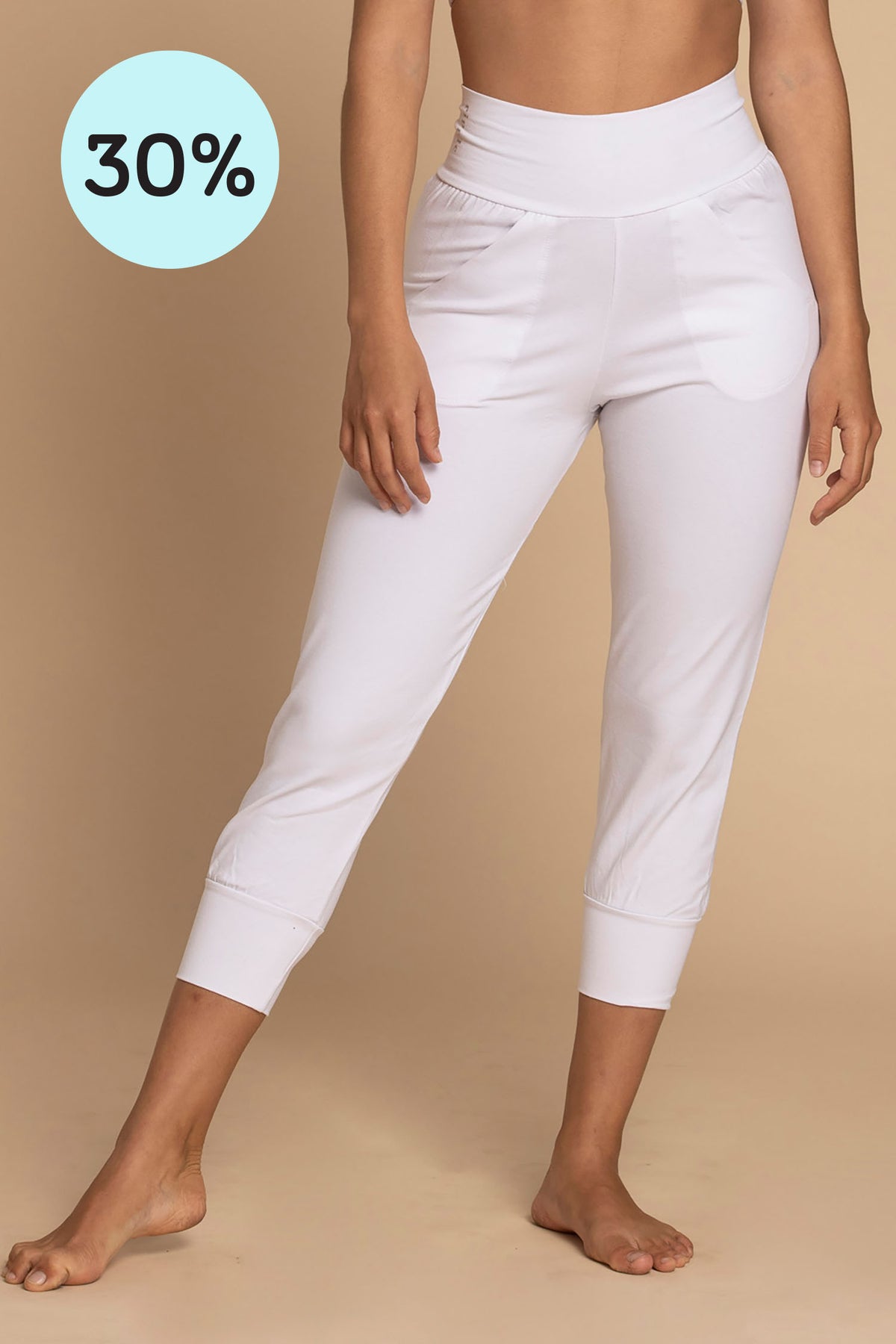 Pure White Slouchy Capri Yoga Pants