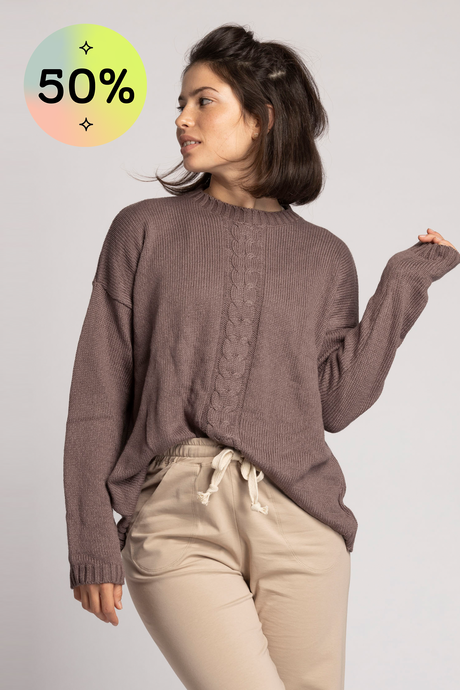 I'mPerfect Knitted Braided Box Sweater 50%off