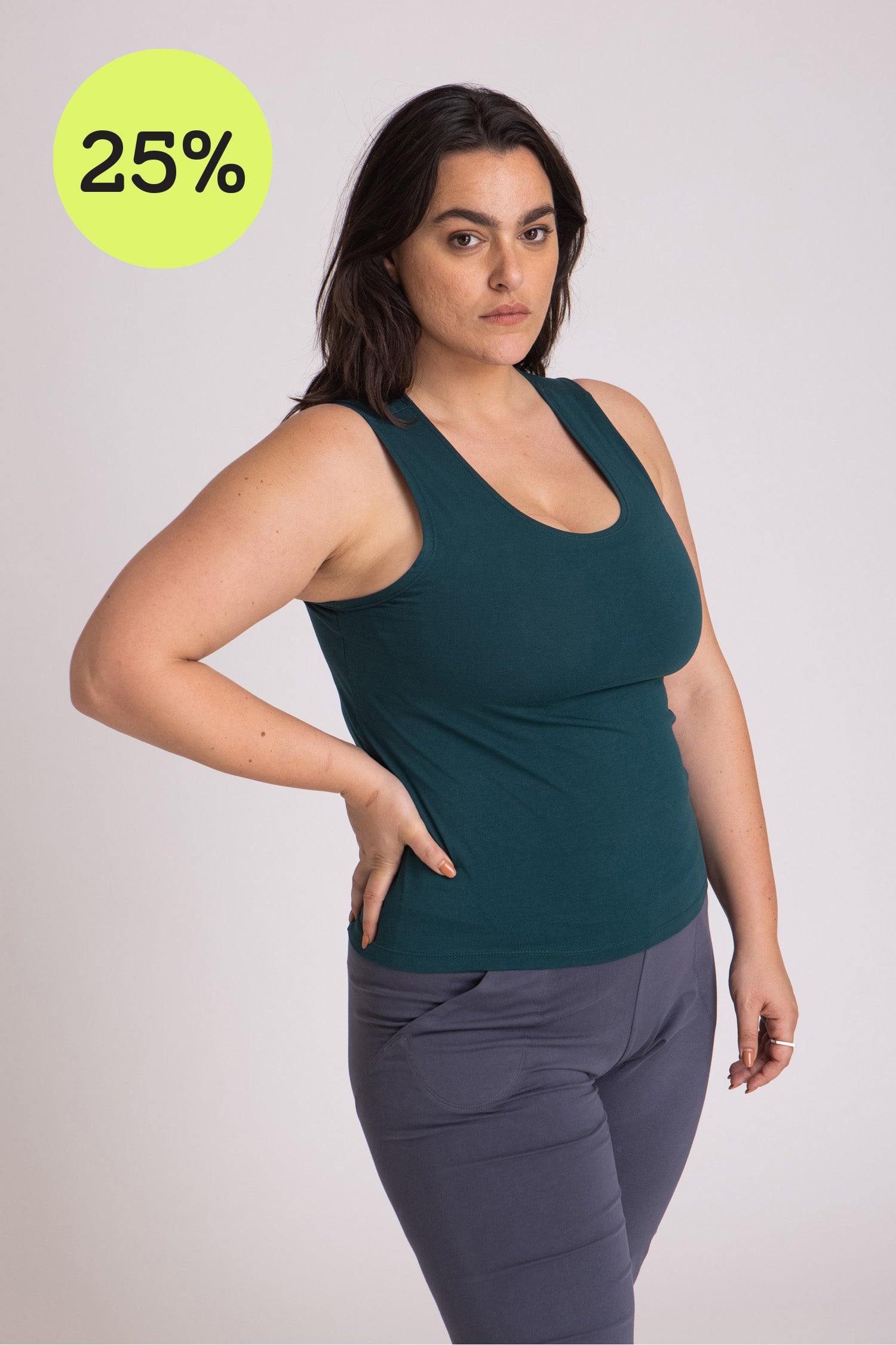 I'mPerfect Organic Cotton Half Moon Open Back Tank Top 25%off