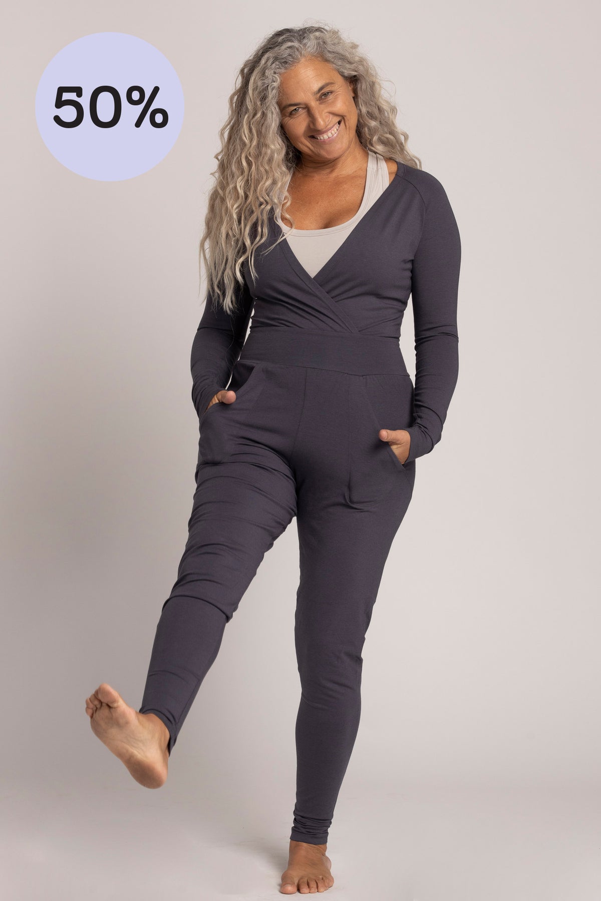 I&#39;mPerfect Long Sleeve Yoga Jumpsuit - All 50% OFF