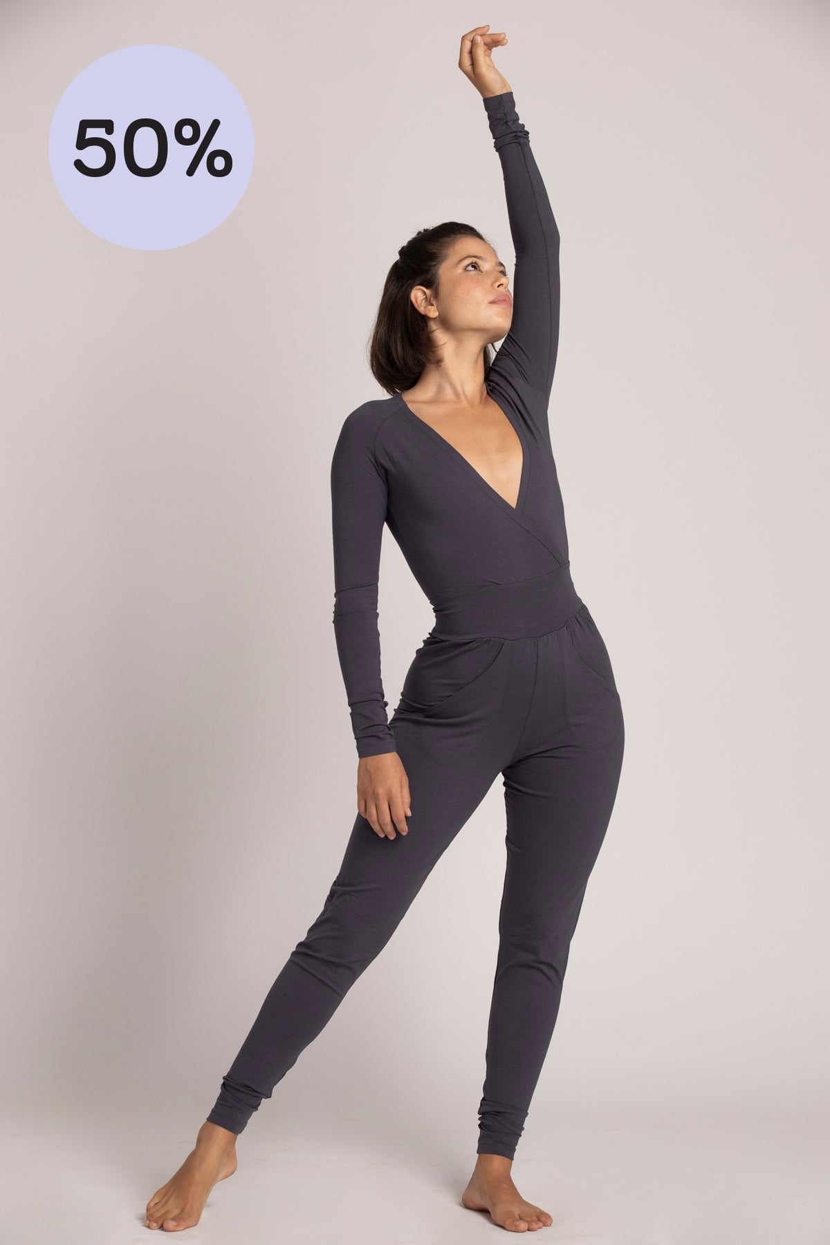 I&#39;mPerfect Organic Cotton Long Sleeve Yoga Jumpsuit - All 50% OFF