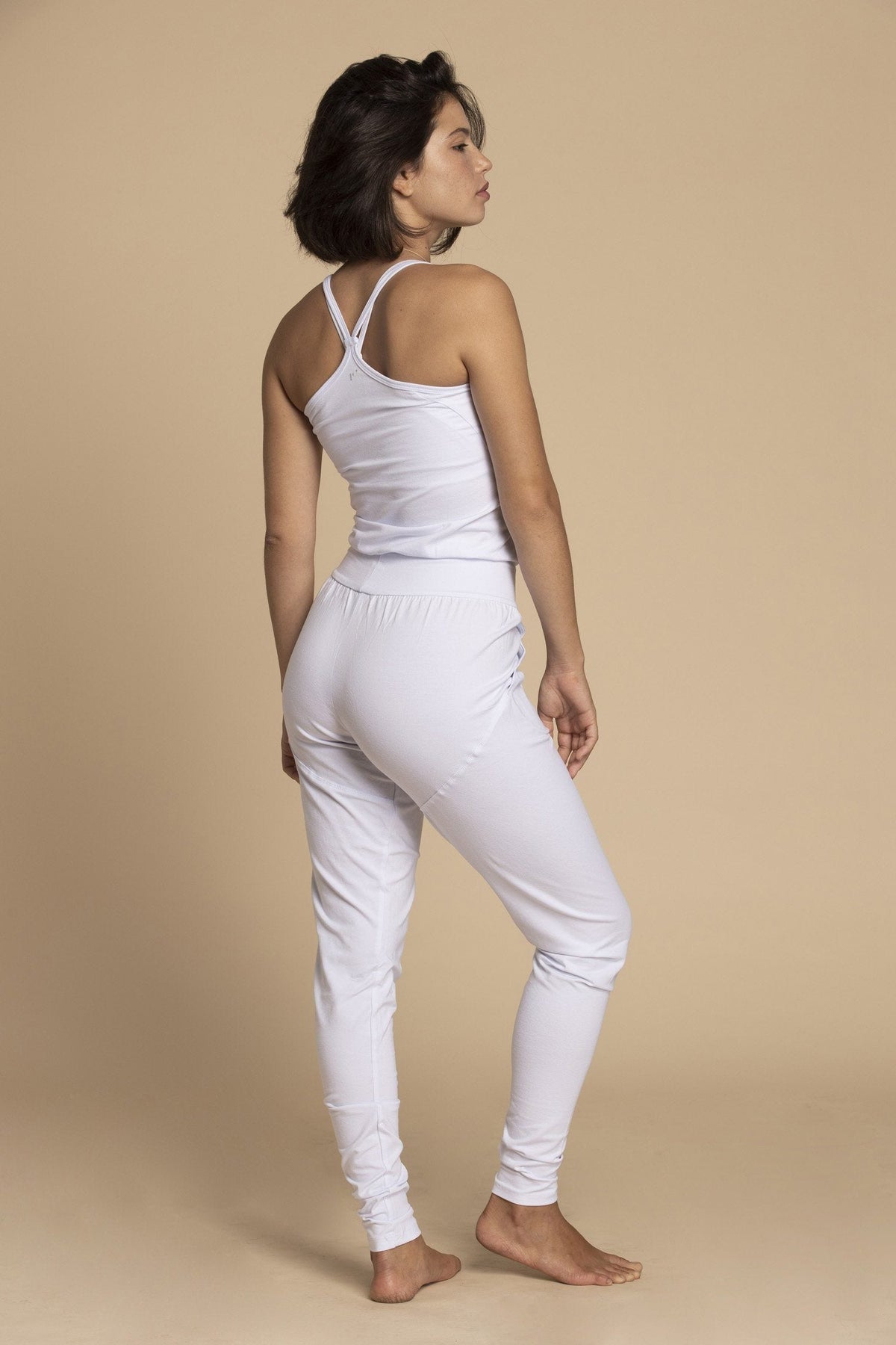Pure While Long Yoga Jumpsuit womens clothing Ripple Yoga Wear 
