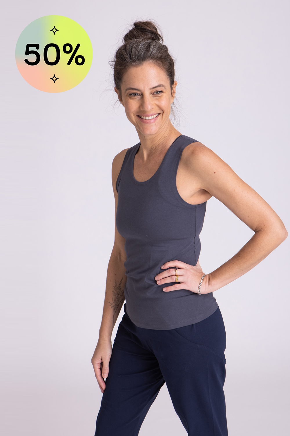 I'mPerfect Half Moon Open Back Tank Top 50%off