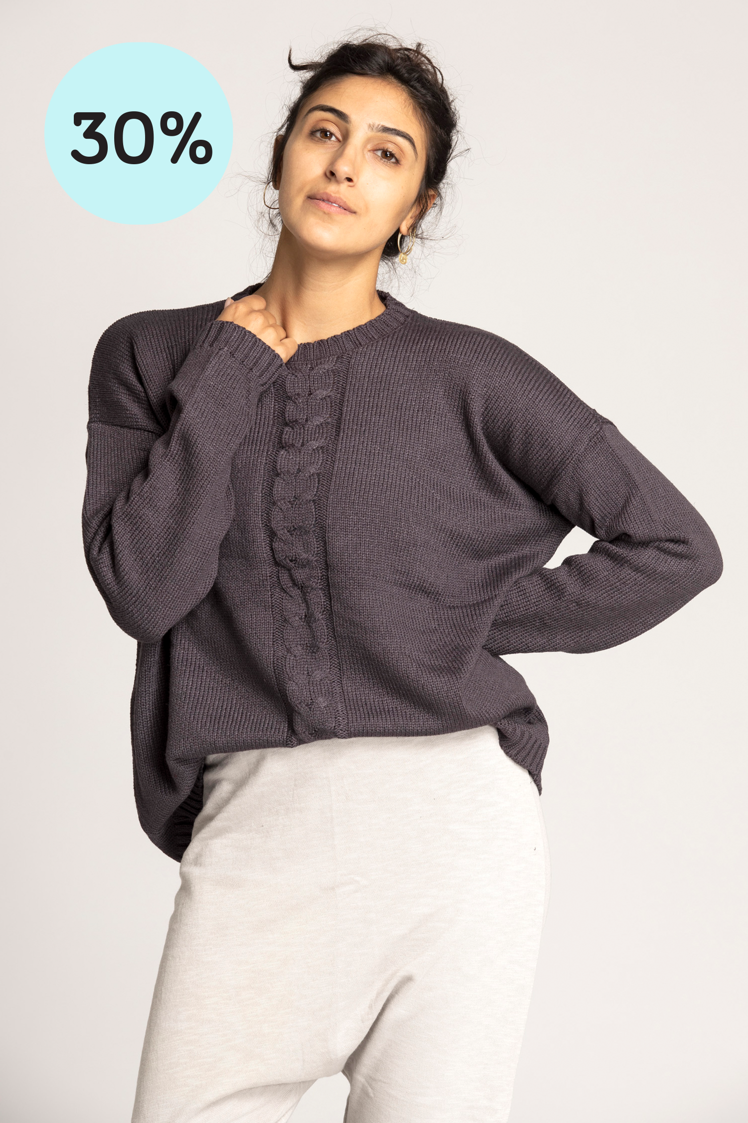 Knitted Braided Box Sweater