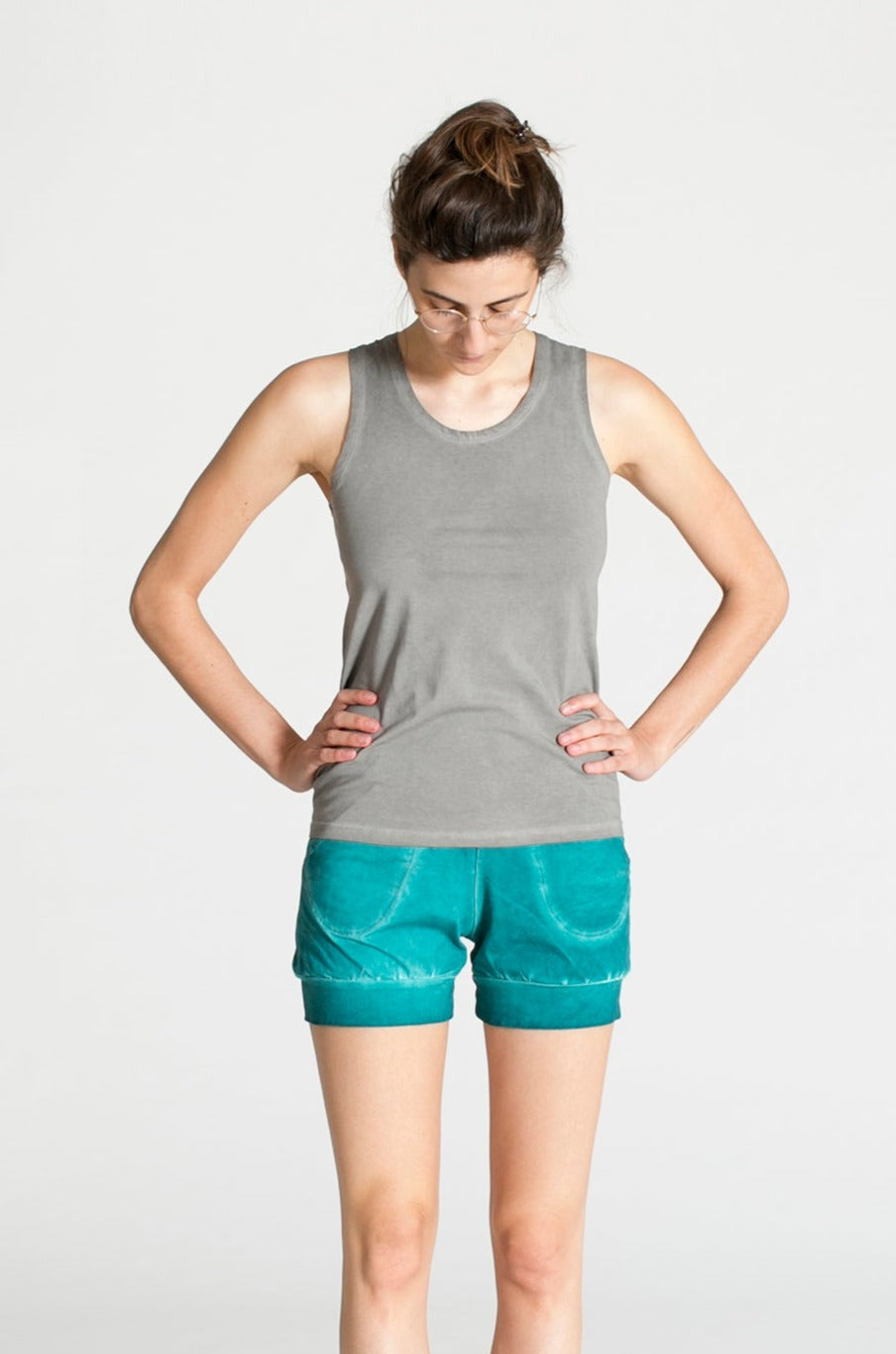 Stonewash Half Moon Open Back Tank Top