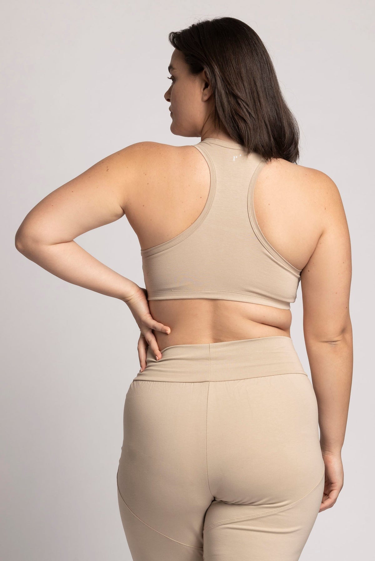 Almond Organic Cotton Racer-Back Bra womens clothing Ripple Yoga Wear 