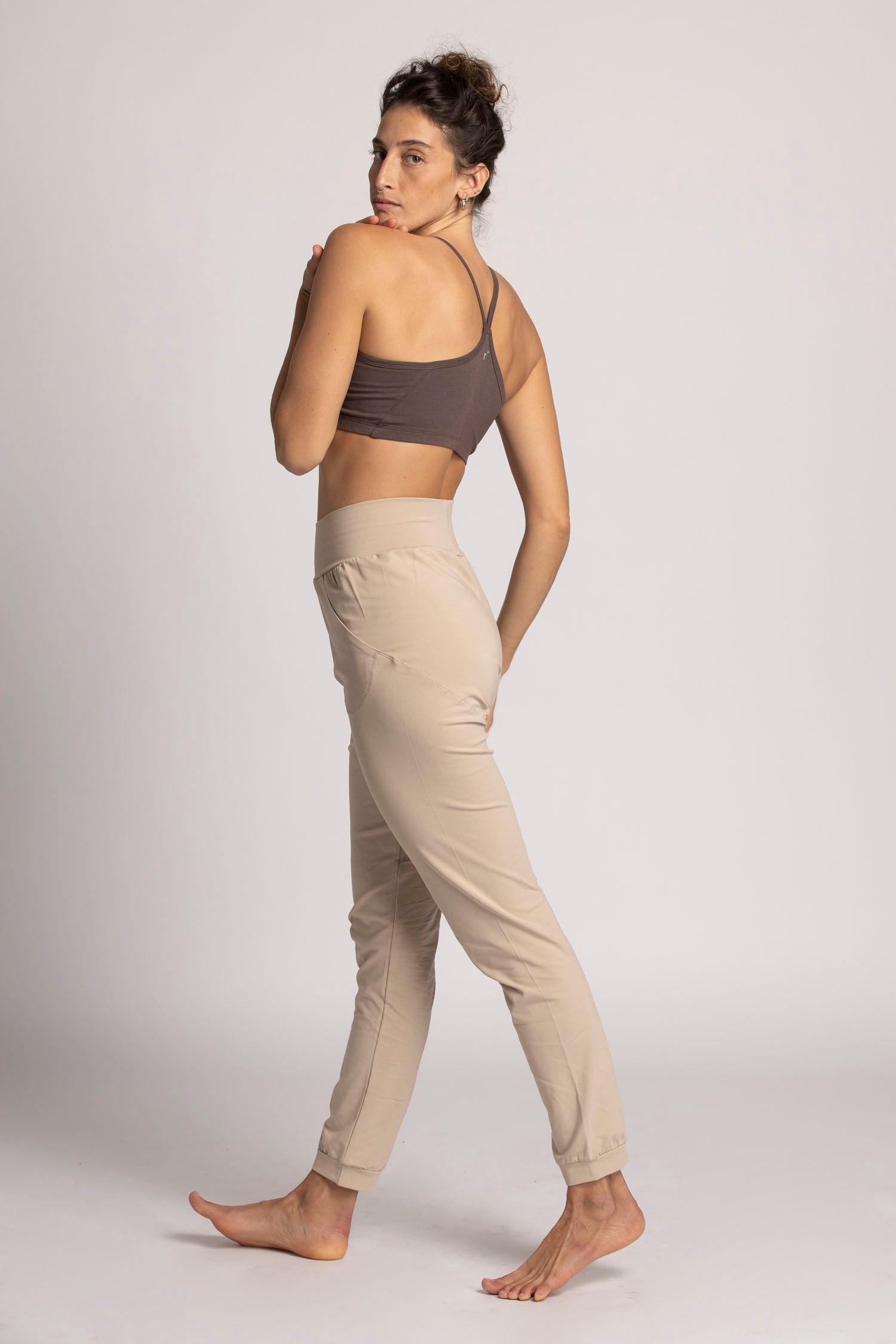 Almond Organic Cotton Unisex Slouchy Pants womens clothing Ripple Yoga Wear 