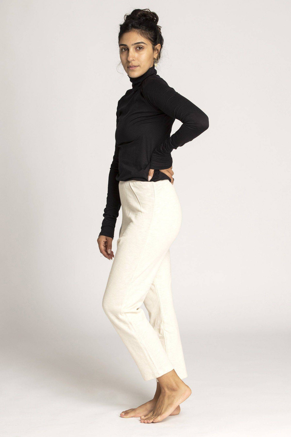 Cropped Cotton French Terry Pants - womens clothing - Ripple Yoga Wear
