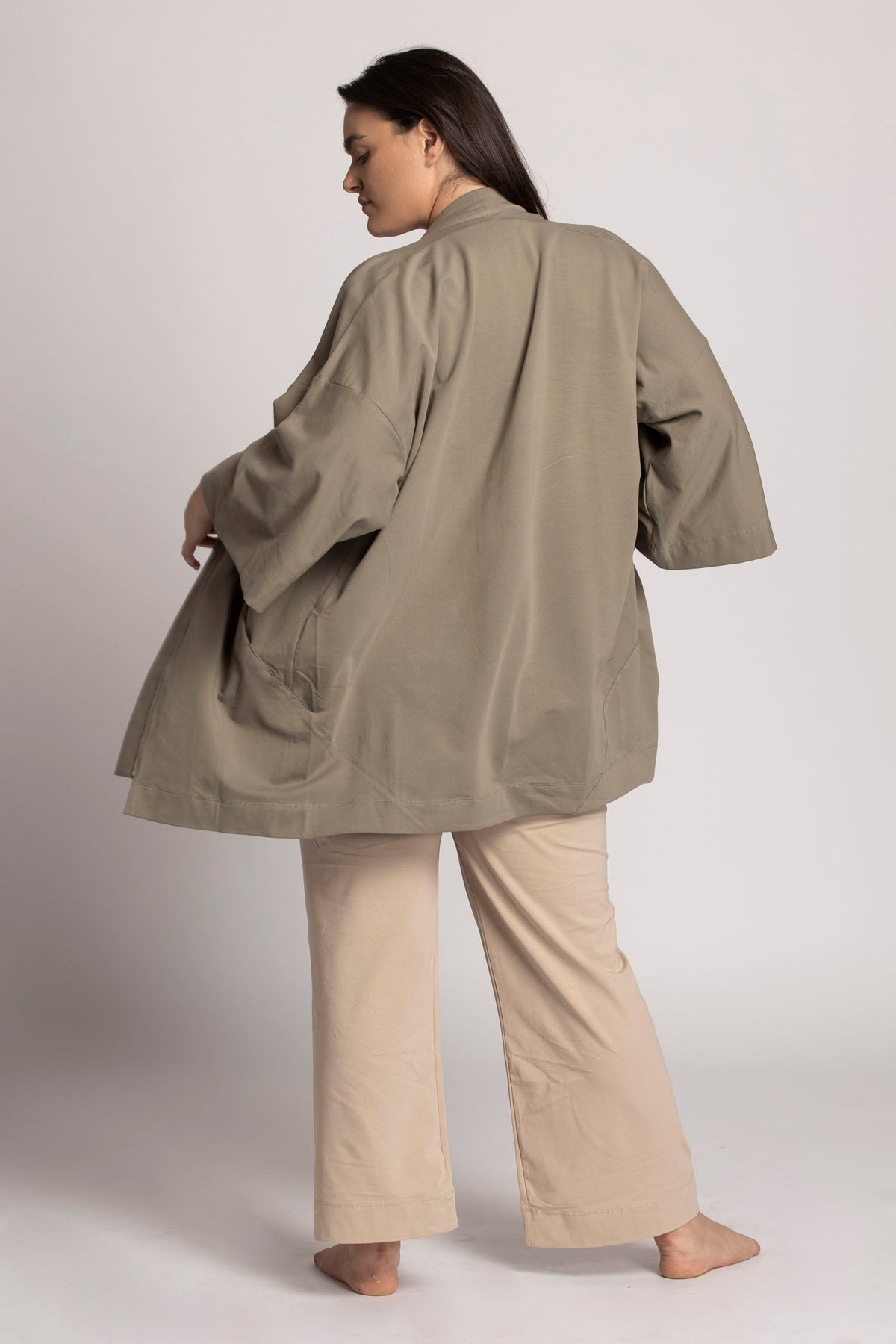 French Terry Lounge Kimono Cardigan womens clothing Ripple Yoga Wear 