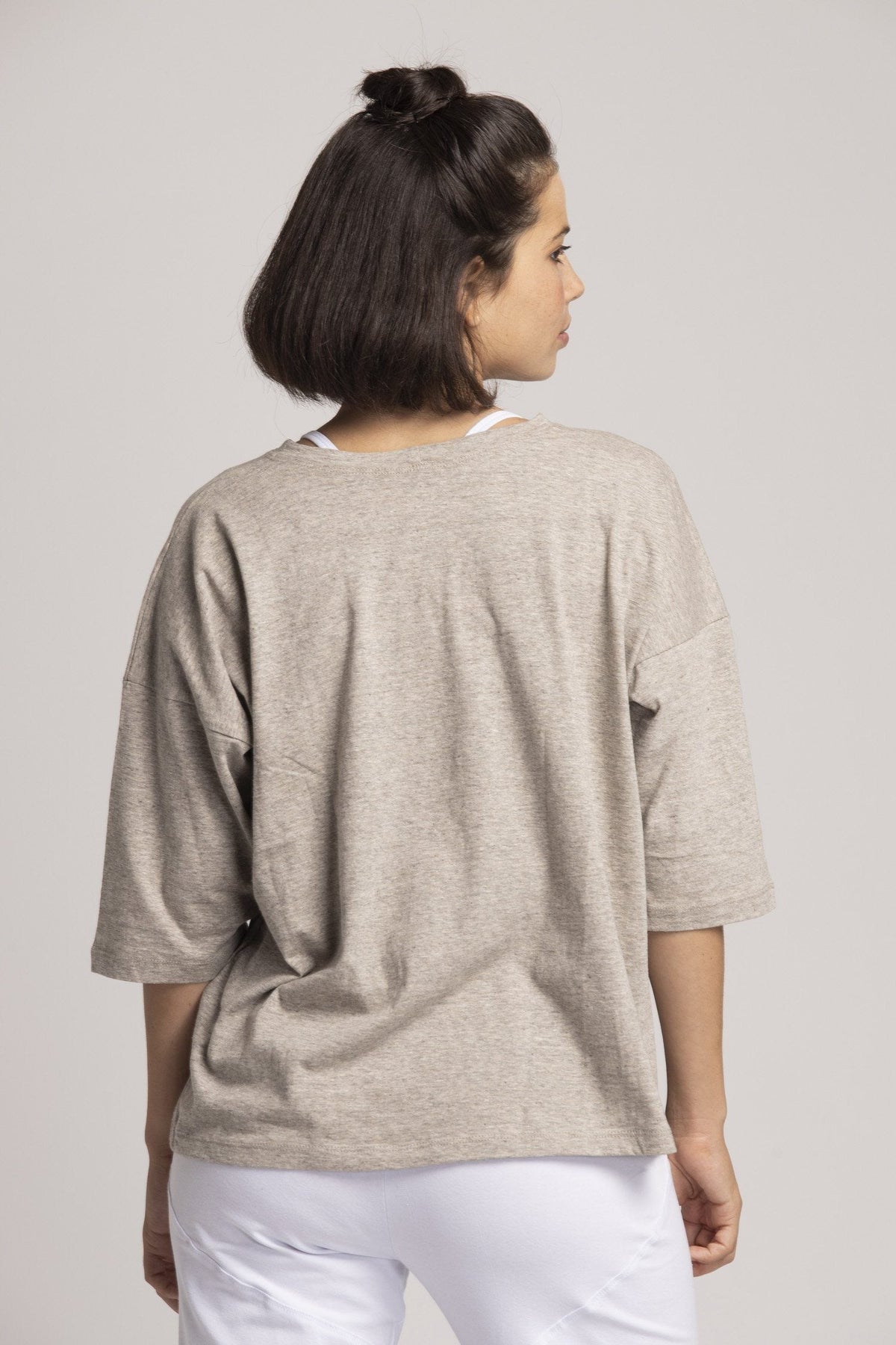 Japanese Cotton Box T-shirt womens clothing Ripple Yoga Wear 
