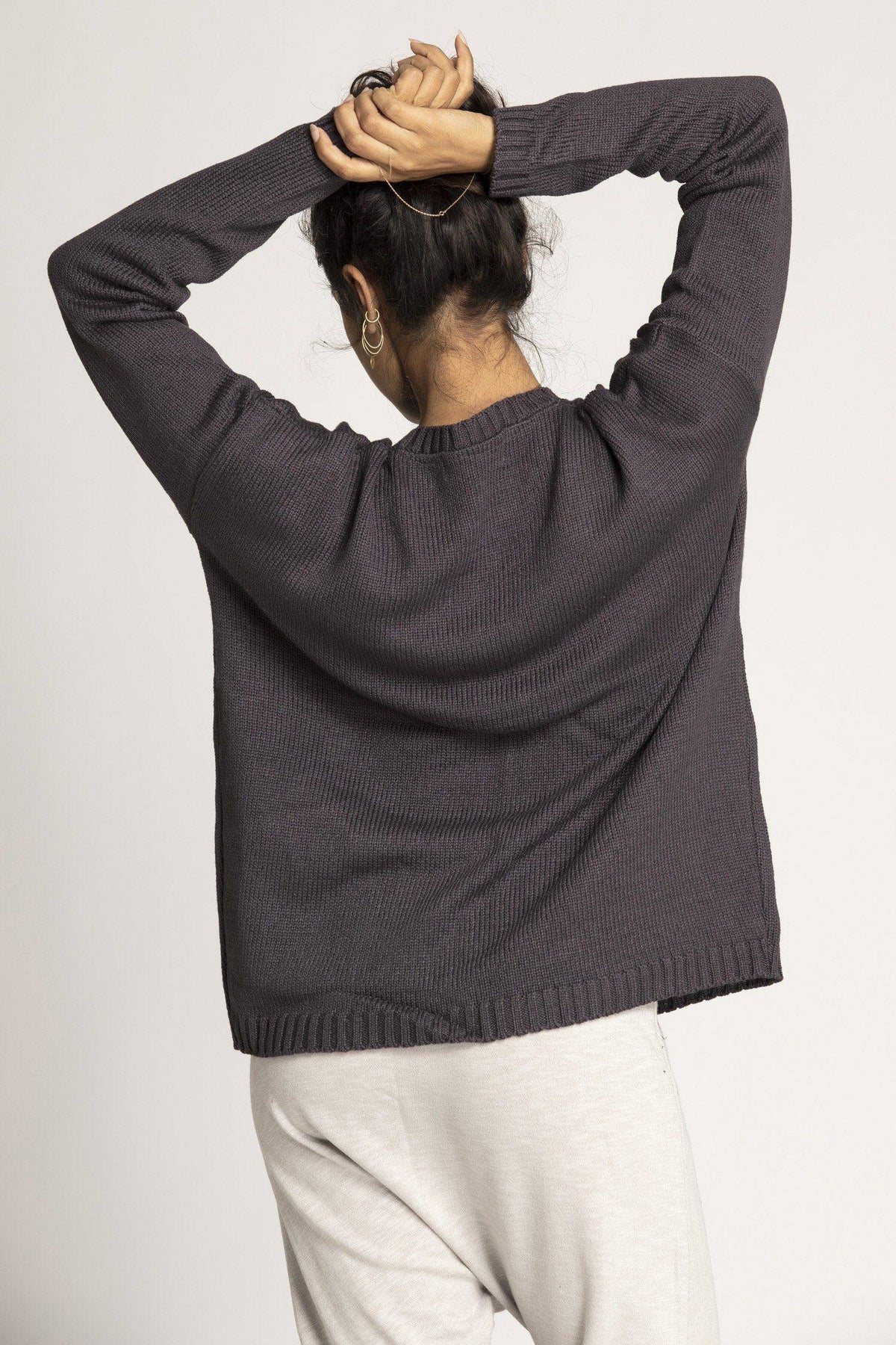 Knitted Braided Box Sweater - womens clothing - Ripple Yoga Wear