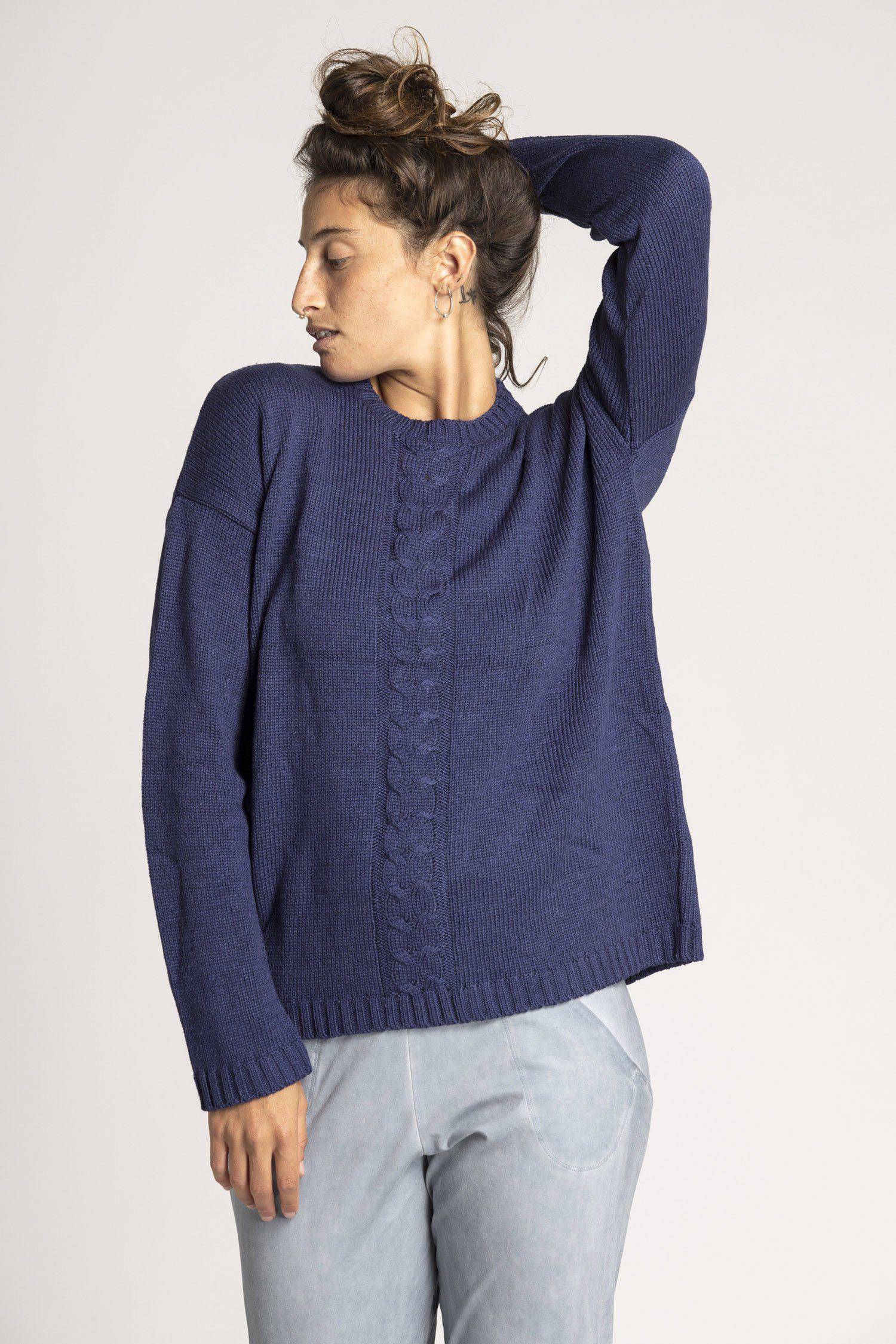 Knitted Braided Box Sweater - womens clothing - Ripple Yoga Wear