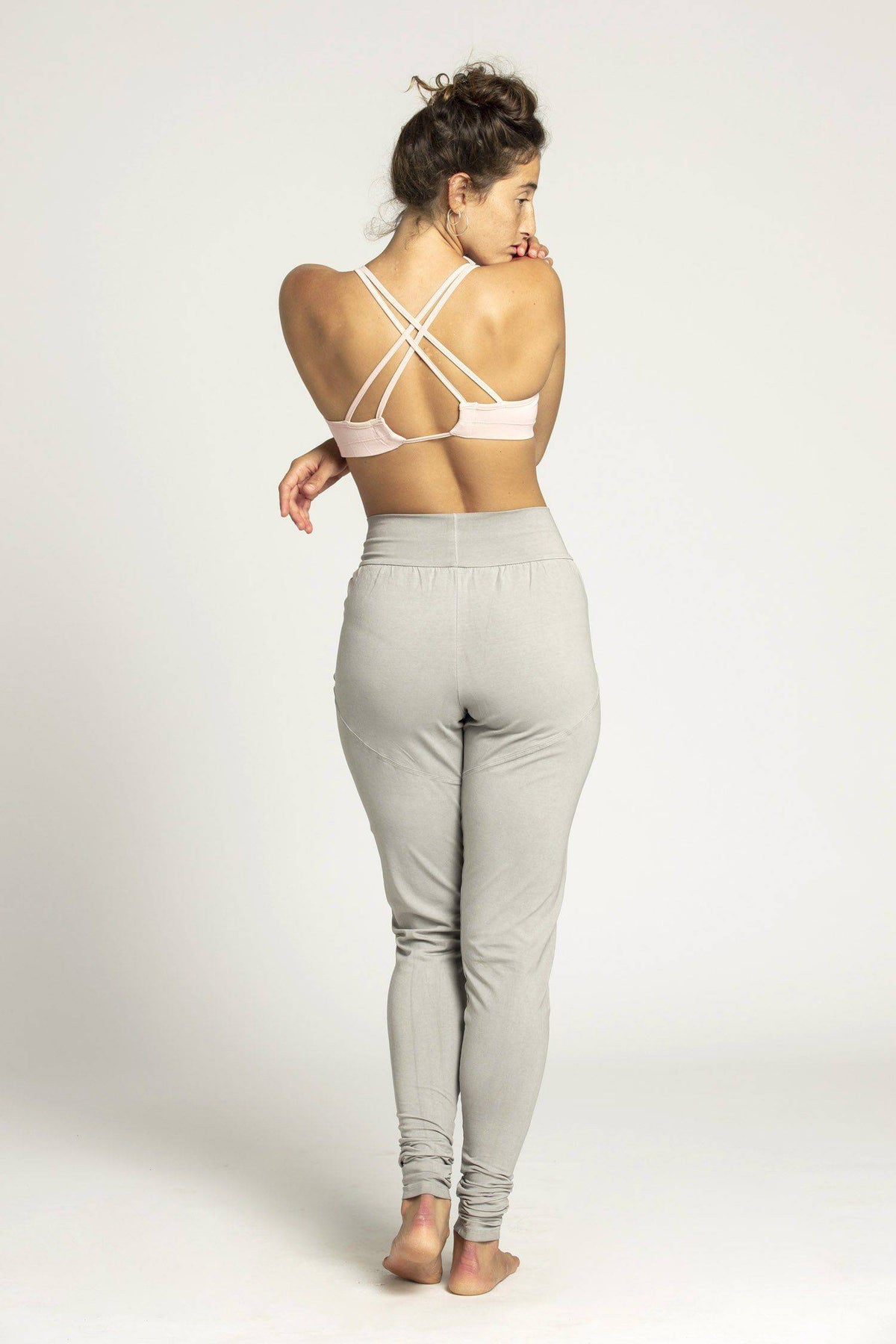 Light Grey Stone Wash Extra Long Slouchy Pants womens clothing Ripple Yoga Wear 
