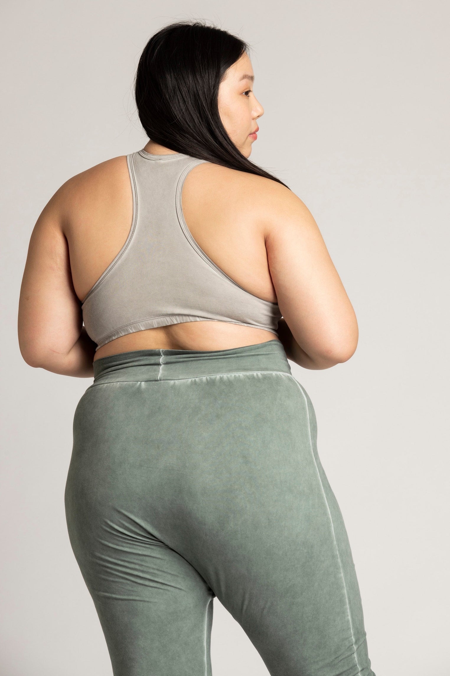 Light Grey Stone wash Racer-Back Bra womens clothing Ripple Yoga Wear light grey L 