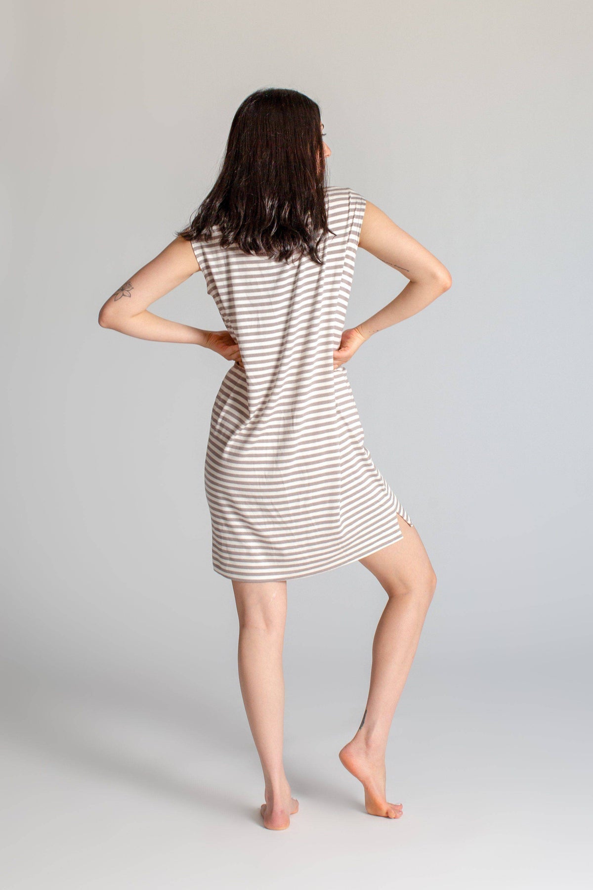 Limited Edition Striped Cup Sleeve Dress - womens clothing - Ripple Yoga Wear