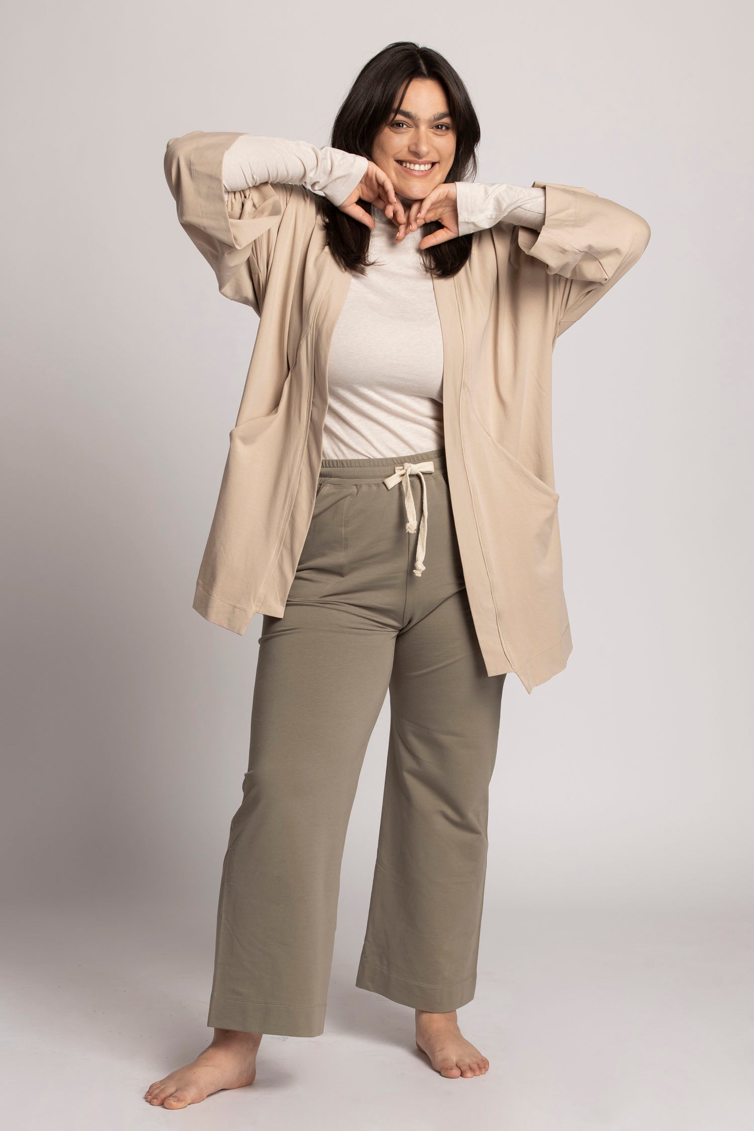 Organic cotton Lounge Kimono Cardigan womens clothing Ripple Yoga Wear 