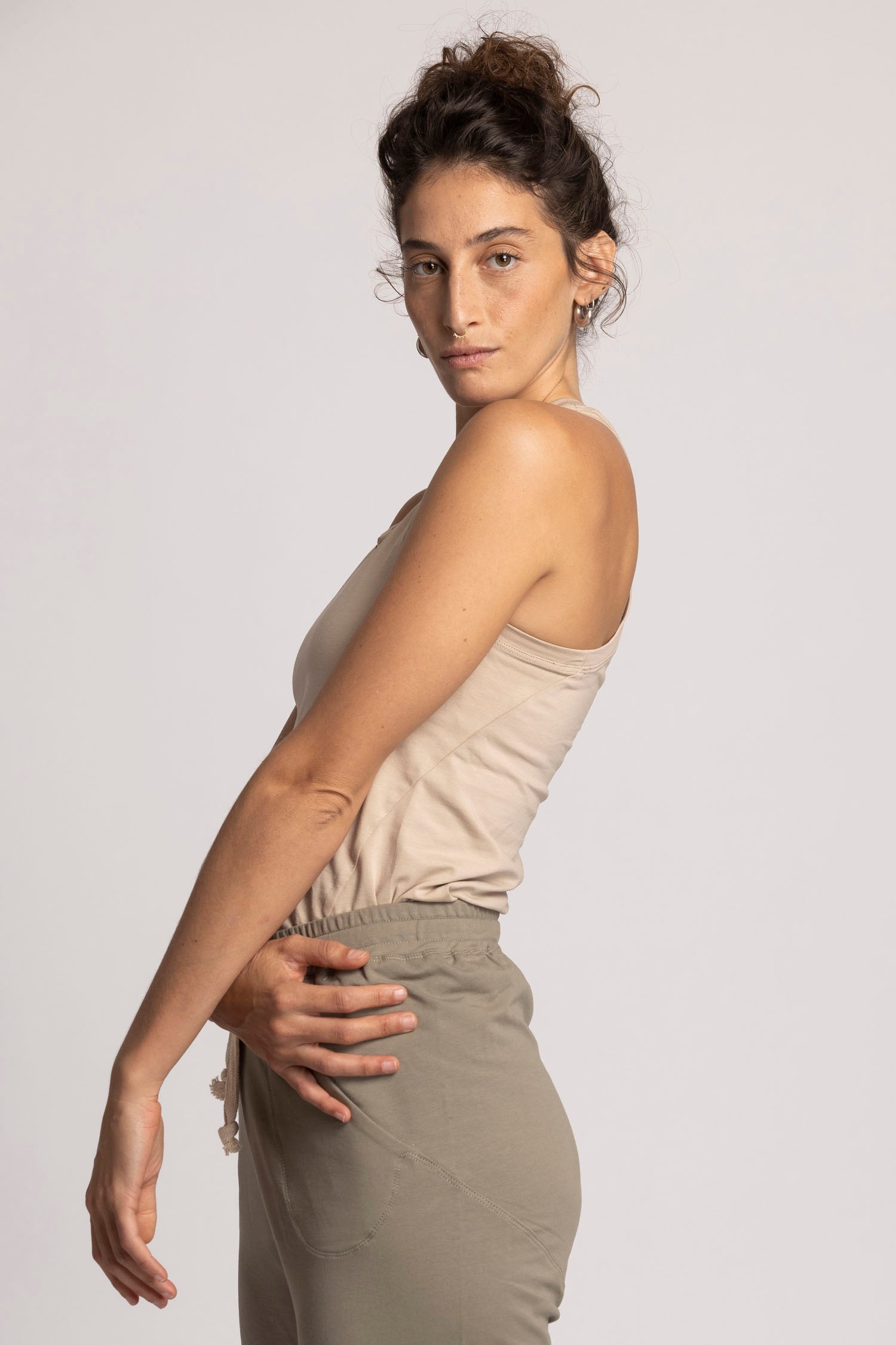 Organic Cotton Racer Tank Top womens clothing Ripple Yoga Wear 