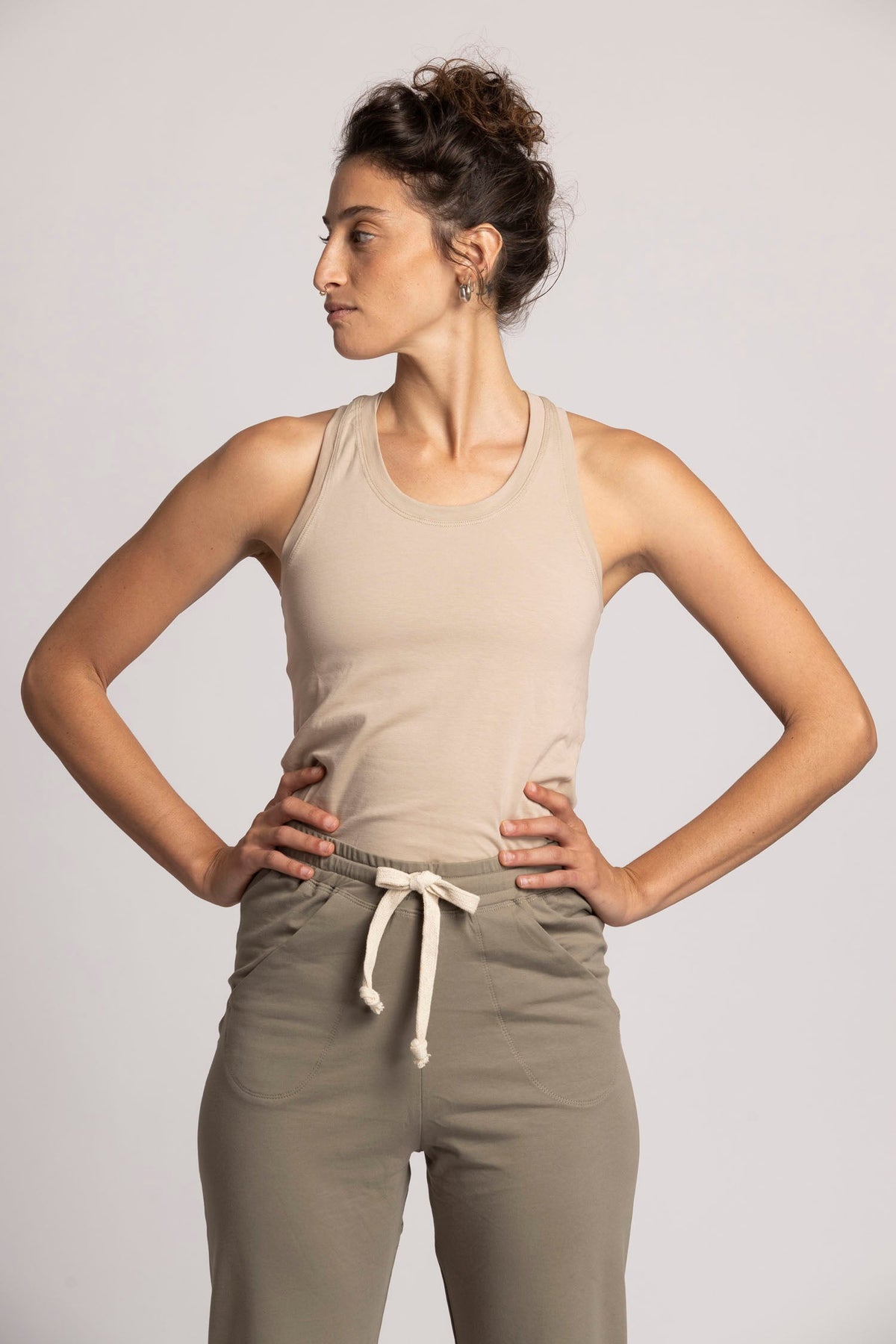 Organic Cotton Racer Tank Top womens clothing Ripple Yoga Wear 