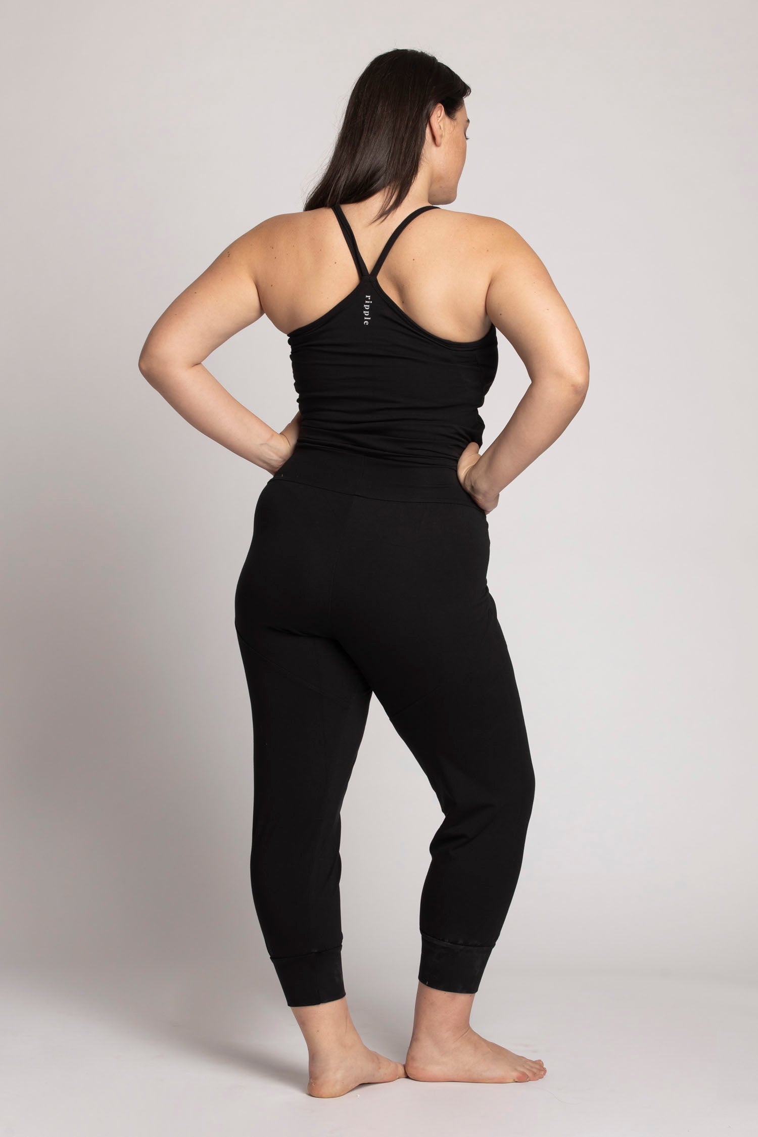 Black Yoga Romper Open Back Organic Cotton Workout Jumpsuit XS-OX -   Canada
