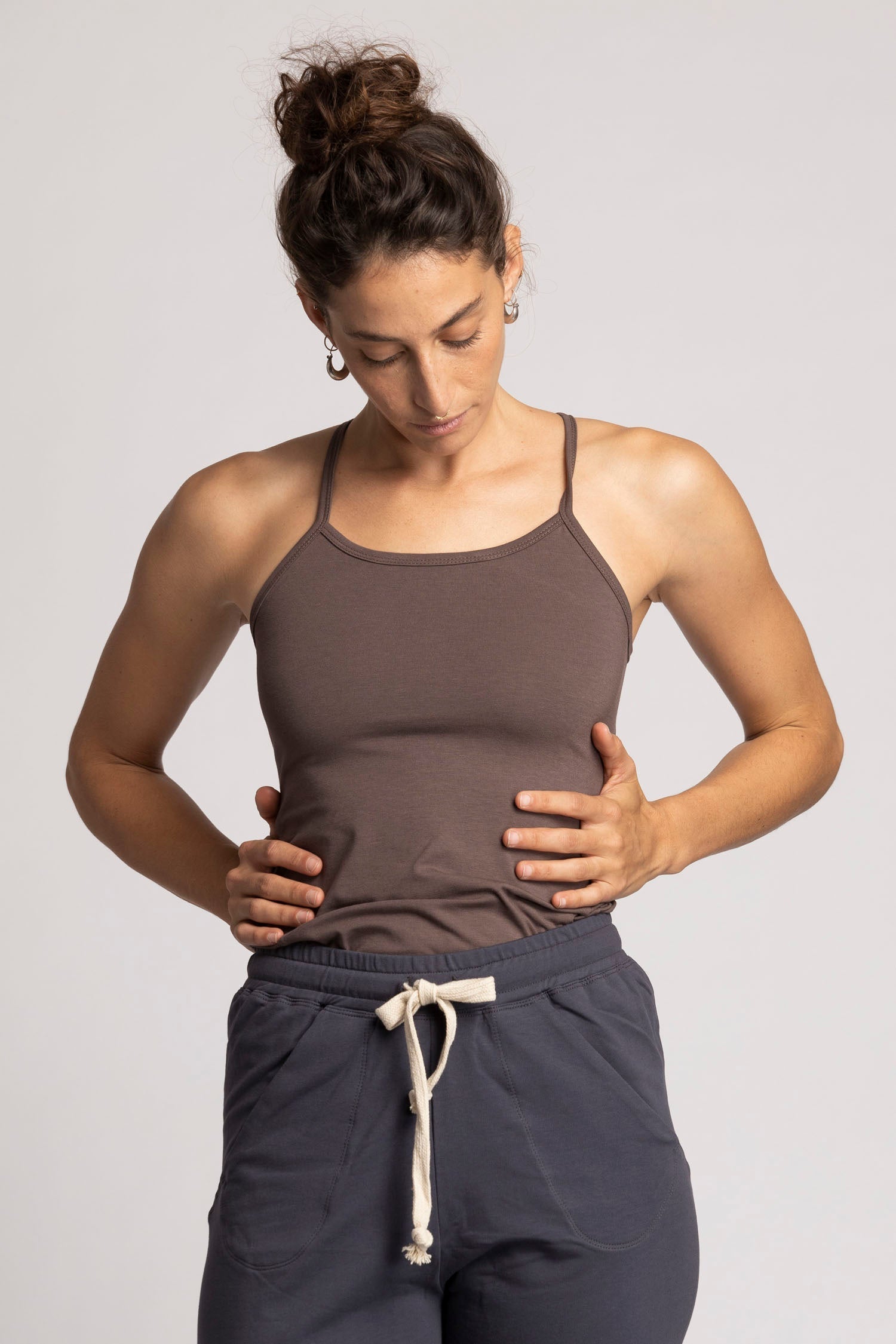 Pecan Criss Cross Tank Top womens clothing Ripple Yoga Wear 